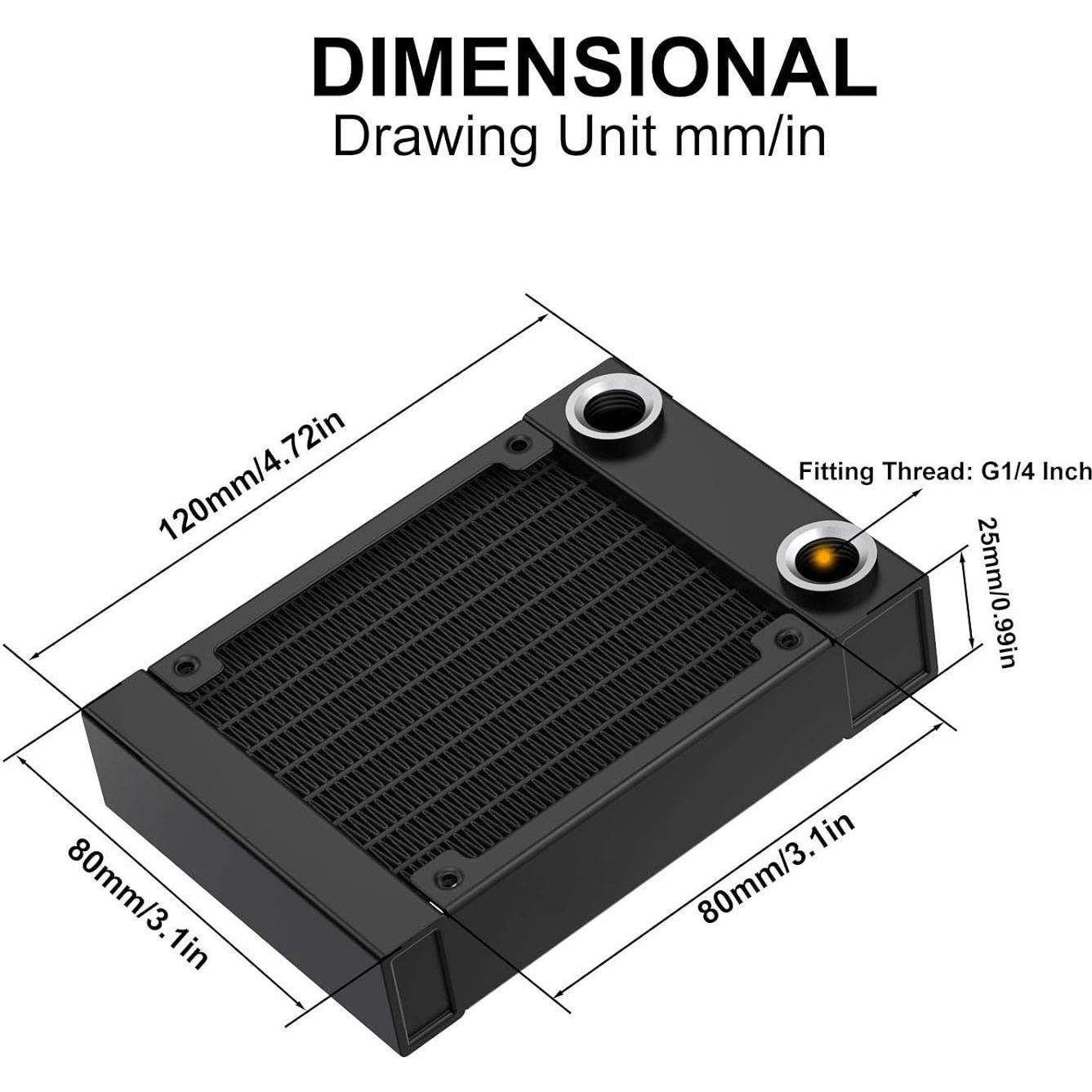 Radiador de Refrigeración por Agua CLYXGS 80mm Aluminio Negro