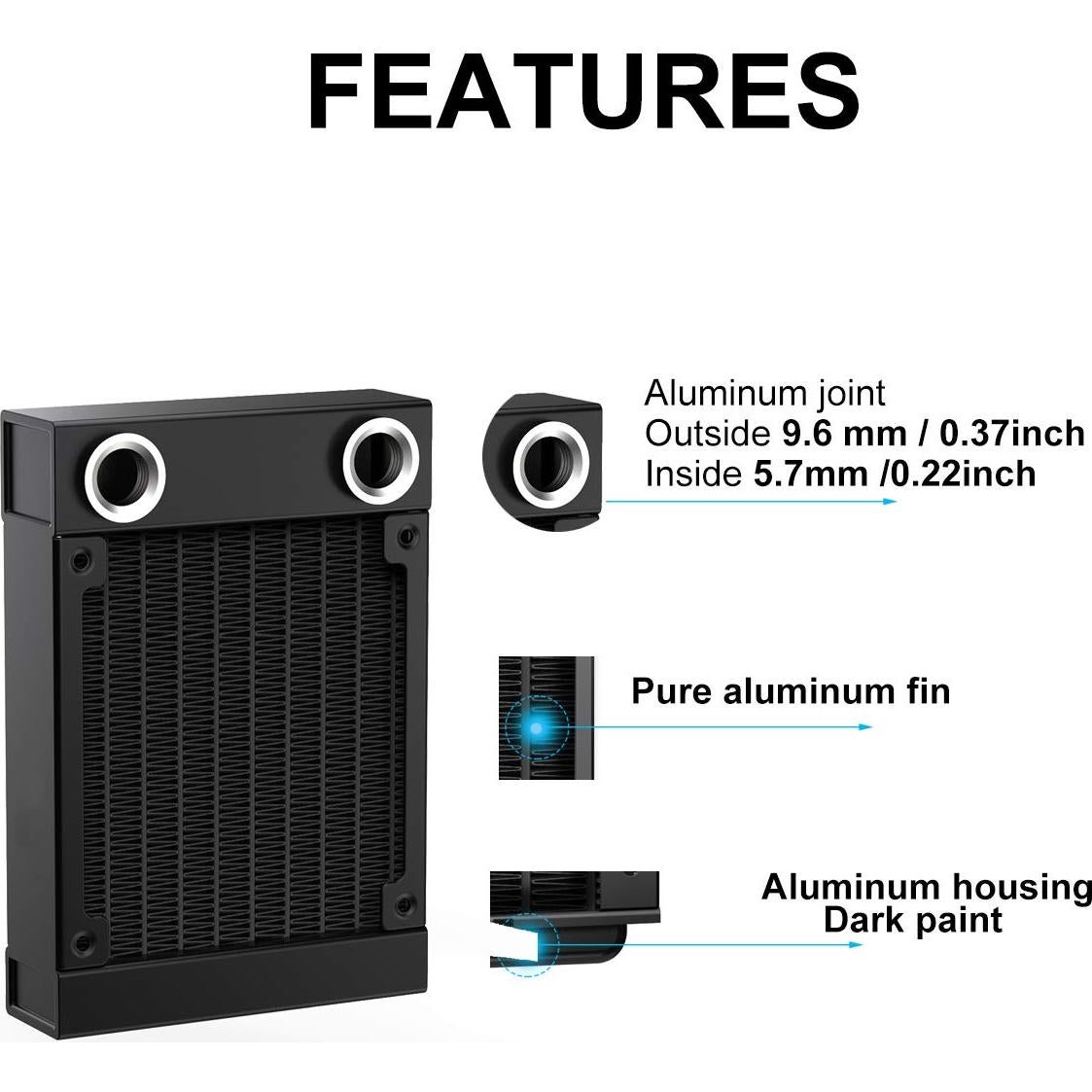 Radiador de Refrigeración por Agua CLYXGS 80mm Aluminio Negro