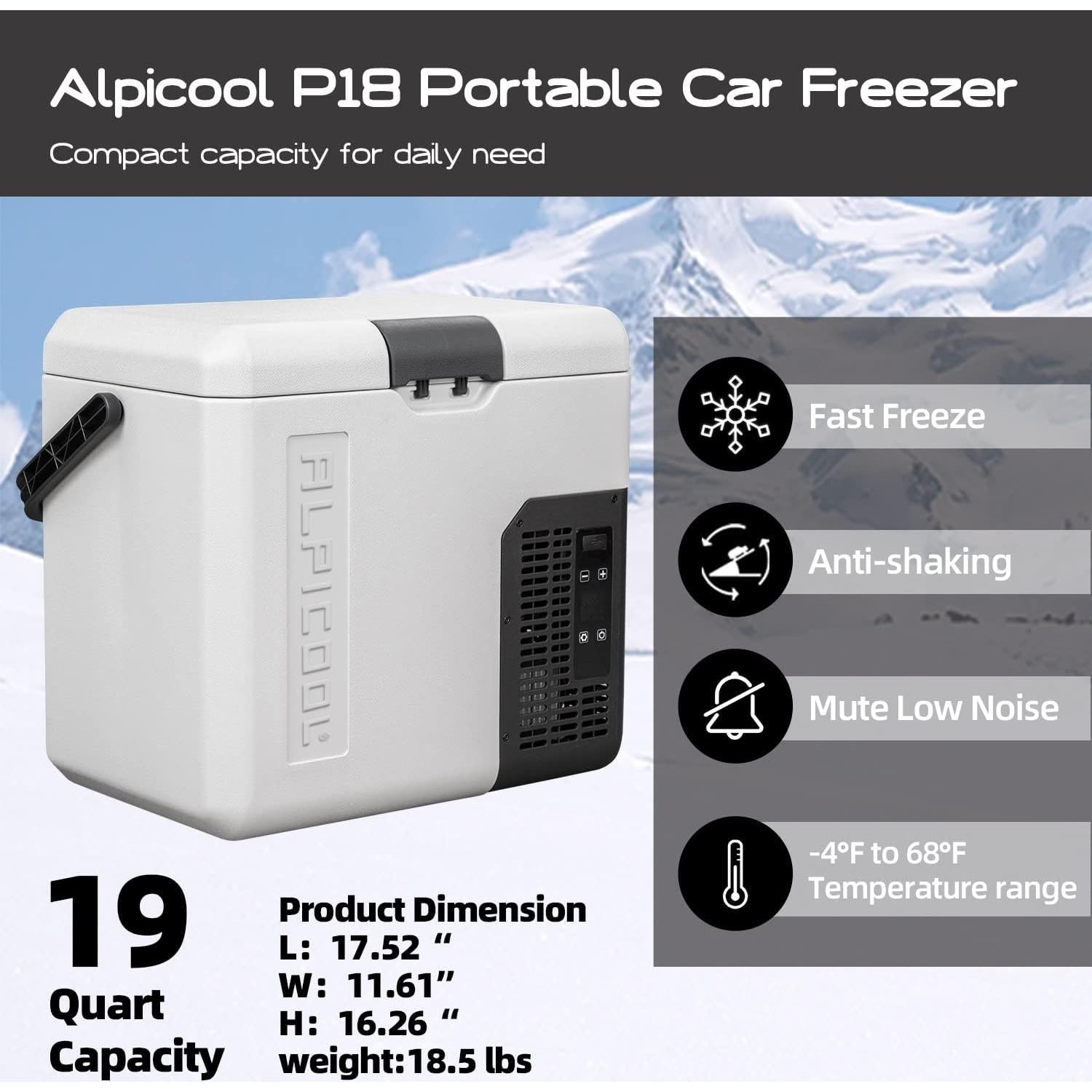 Alpicool P18 Nevera Portátil 19 Litros 12/24V para Camping