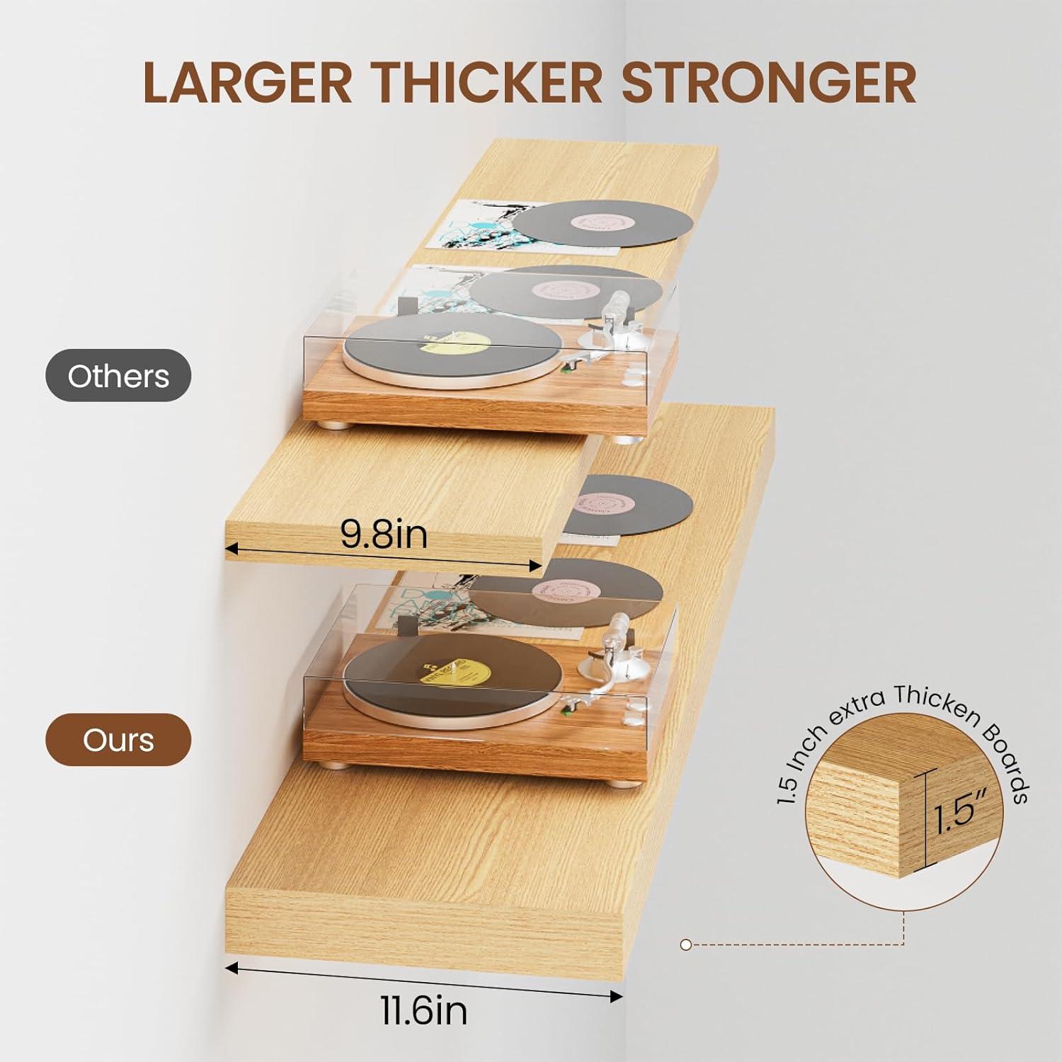 Estantes flotantes Heimlove de roble 120x30 cm, juego de 2