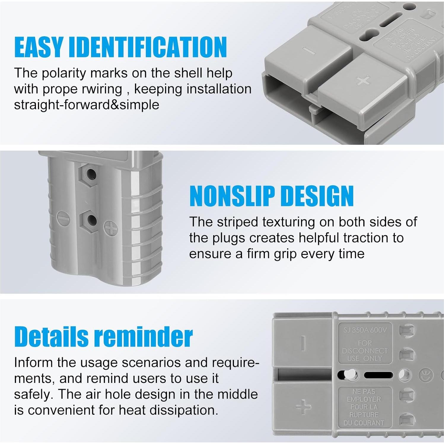 Conector de Batería Rápido ANKG 350A 600V 2/0 AWG Gris
