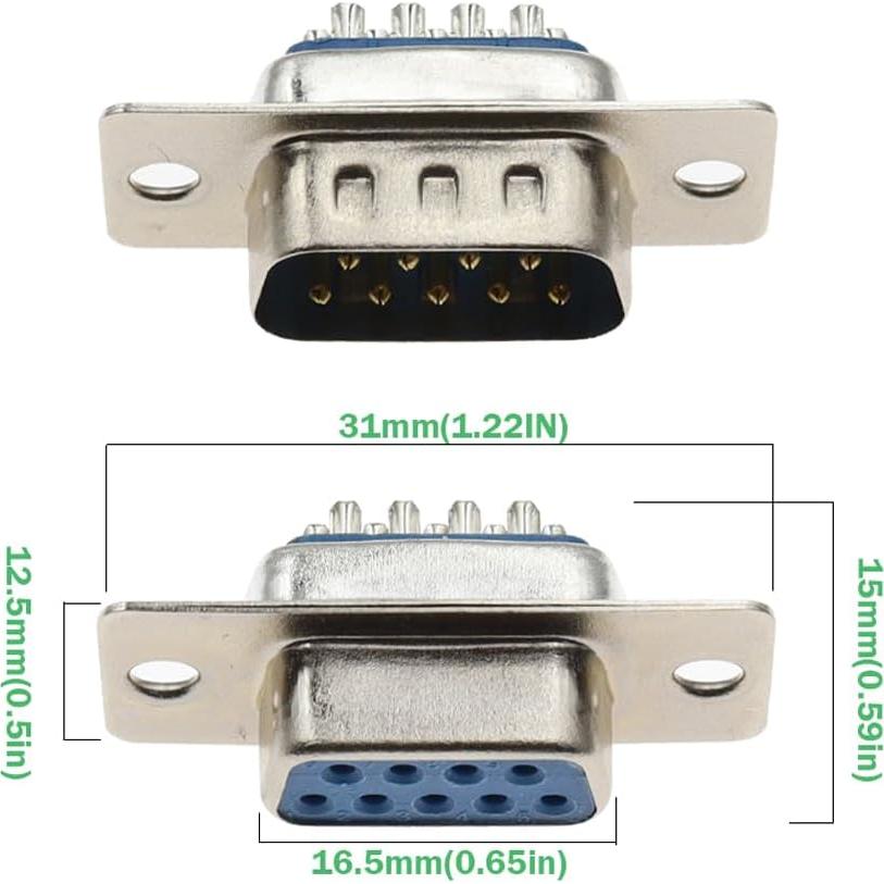 20 Conectores DB9 Macho y Hembra Tipo Soldadura Jienk