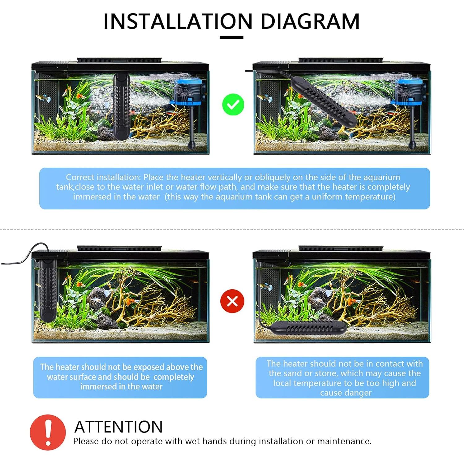 Calentador de Acuario TINTOR 800W Digital LED para Pecera