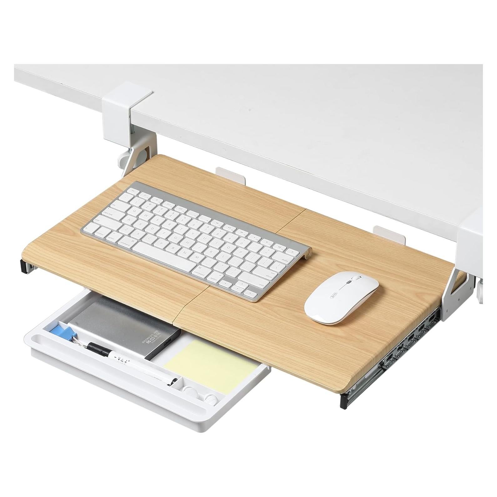 Bandeja de teclado ETHU ergonómica 50 cm x 31 cm roble