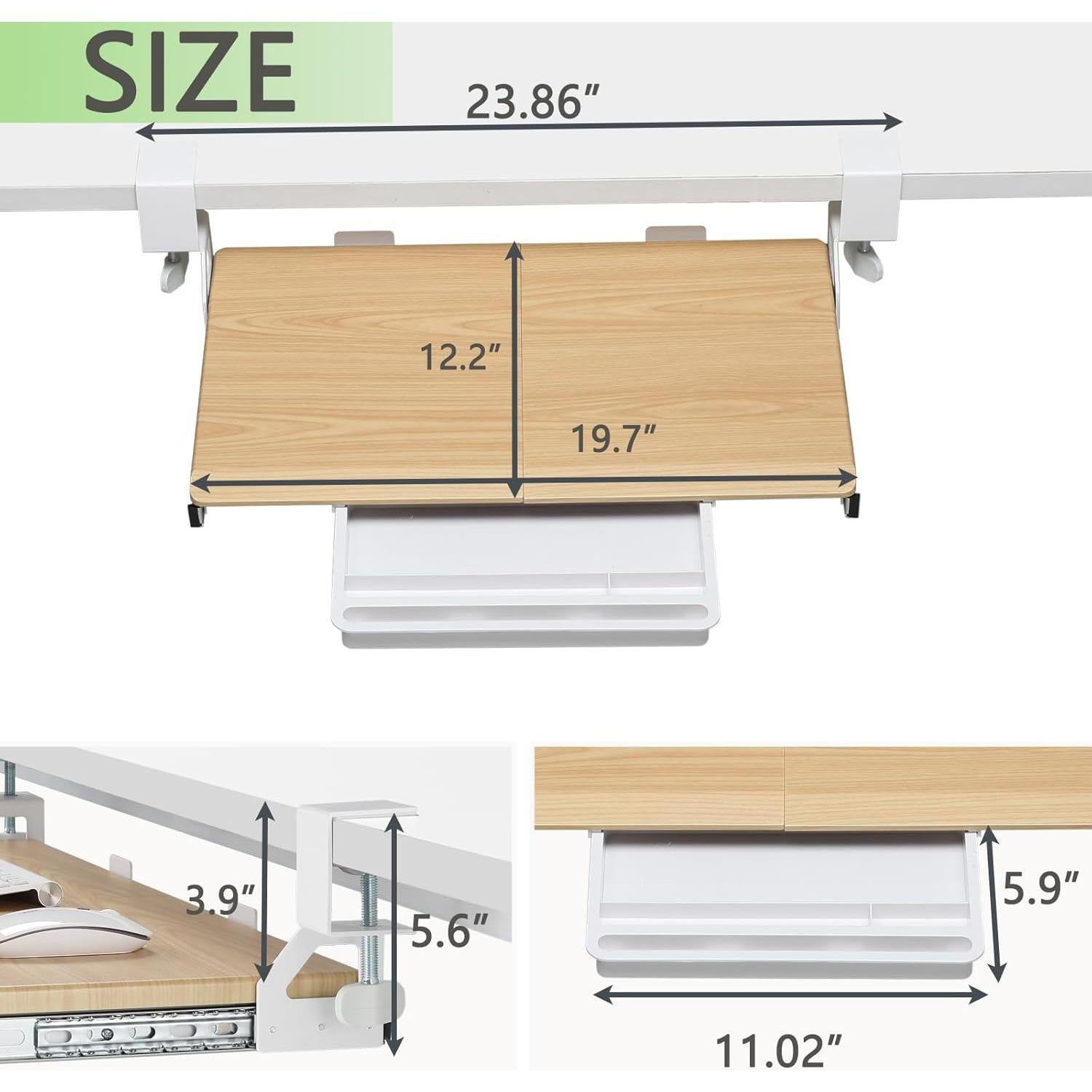Bandeja de teclado ETHU ergonómica 50 cm x 31 cm roble