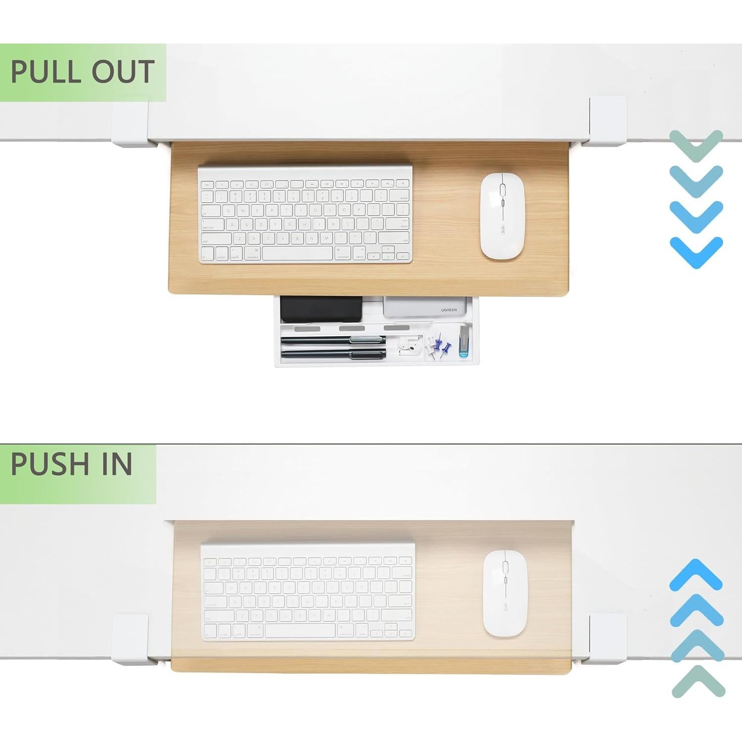 Bandeja de teclado ETHU ergonómica 50 cm x 31 cm roble