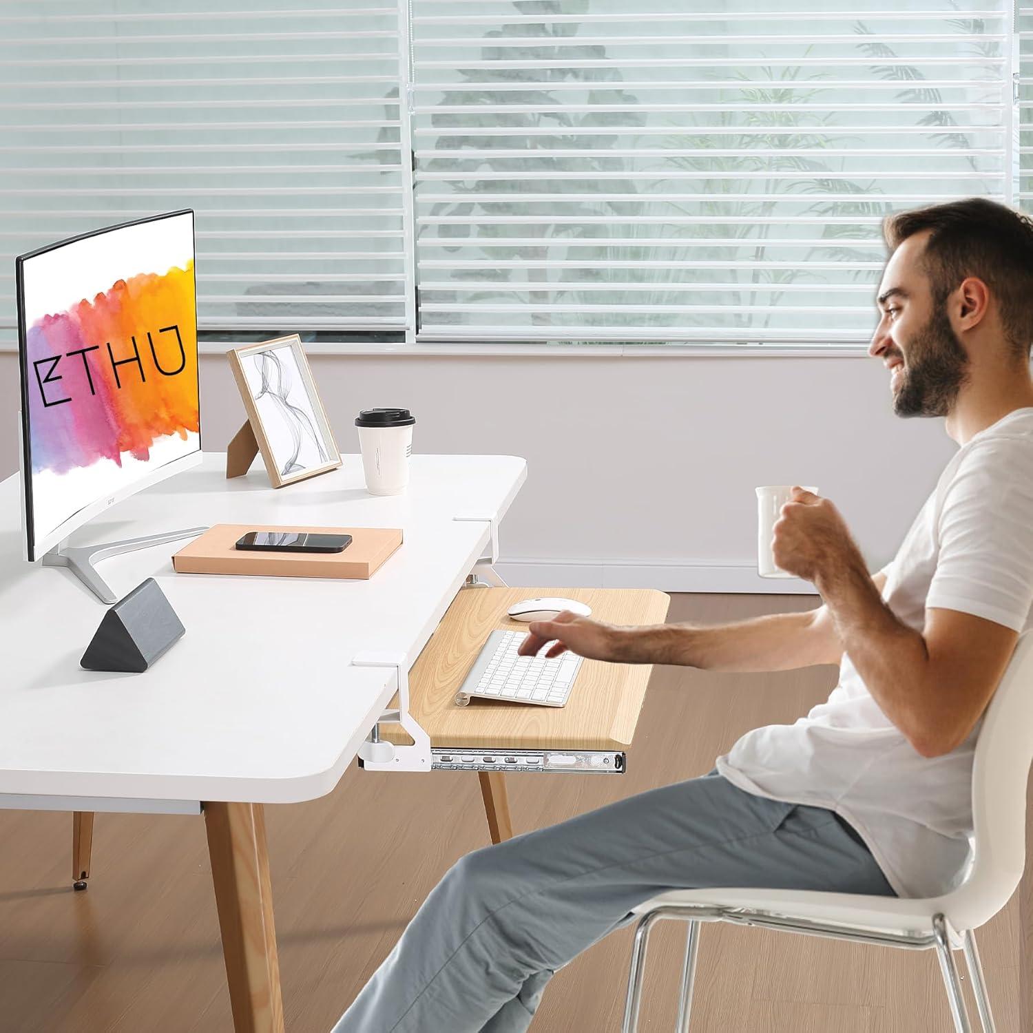 Bandeja de teclado ETHU ergonómica 50 cm x 31 cm roble