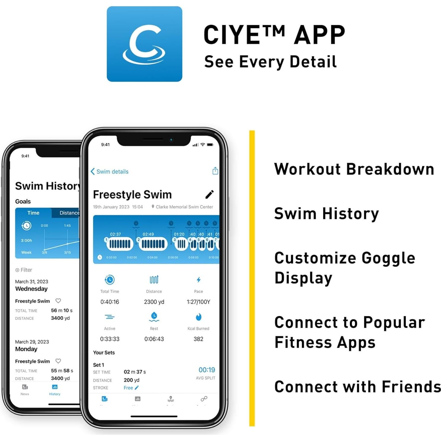 Gafas de Natación Inteligentes FINIS Smart Goggle Max - Antifugas