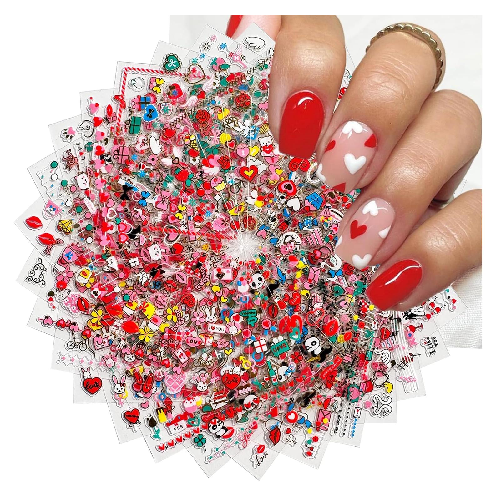 30 Hojas Calcomanías de Uñas 3D GUFUGU San Valentín