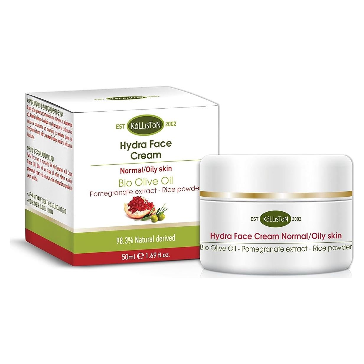 Crema Facial Kalliston Hydra 50 ml - Antioxidante con Aceite de Oliva y Argán