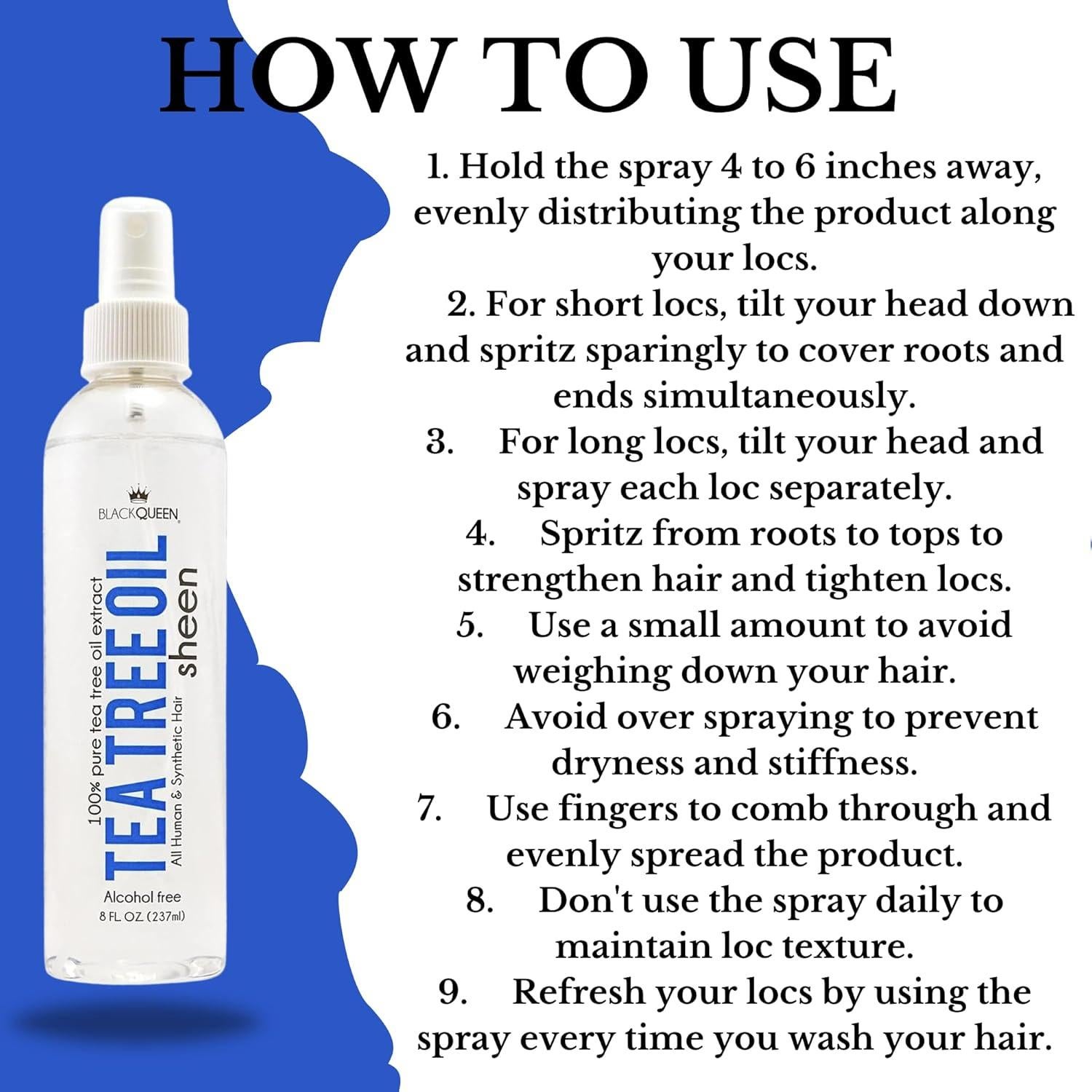 Spray Brillo Aceite Árbol de Té Black Queen 60 ml - Hidratante