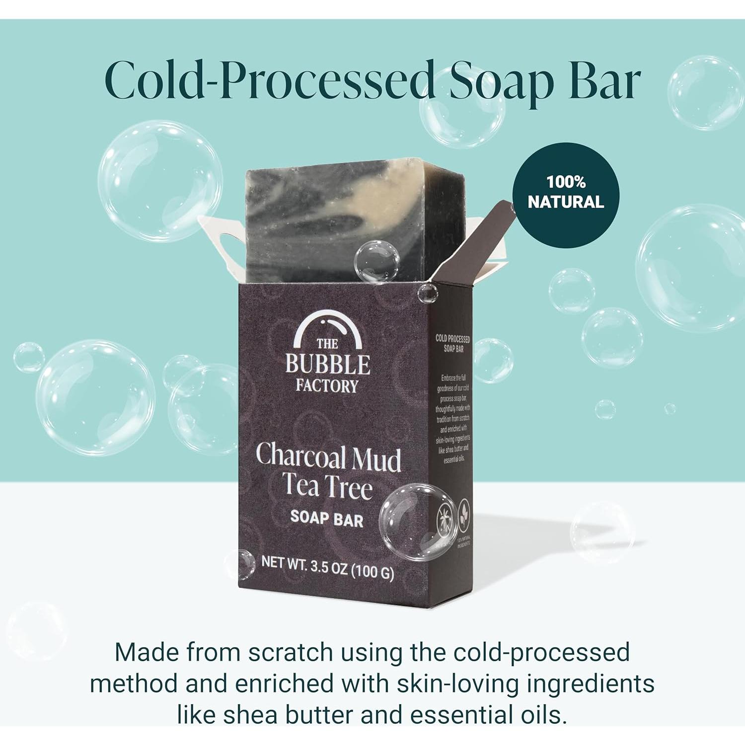 Jabón Natural Vegano The Bubble Factory 99g Barro de Carbón