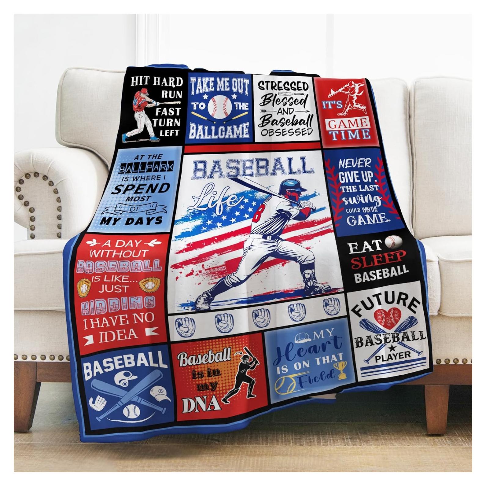 Manta de Béisbol Levens 127x152cm Azul, Suave y Liviana