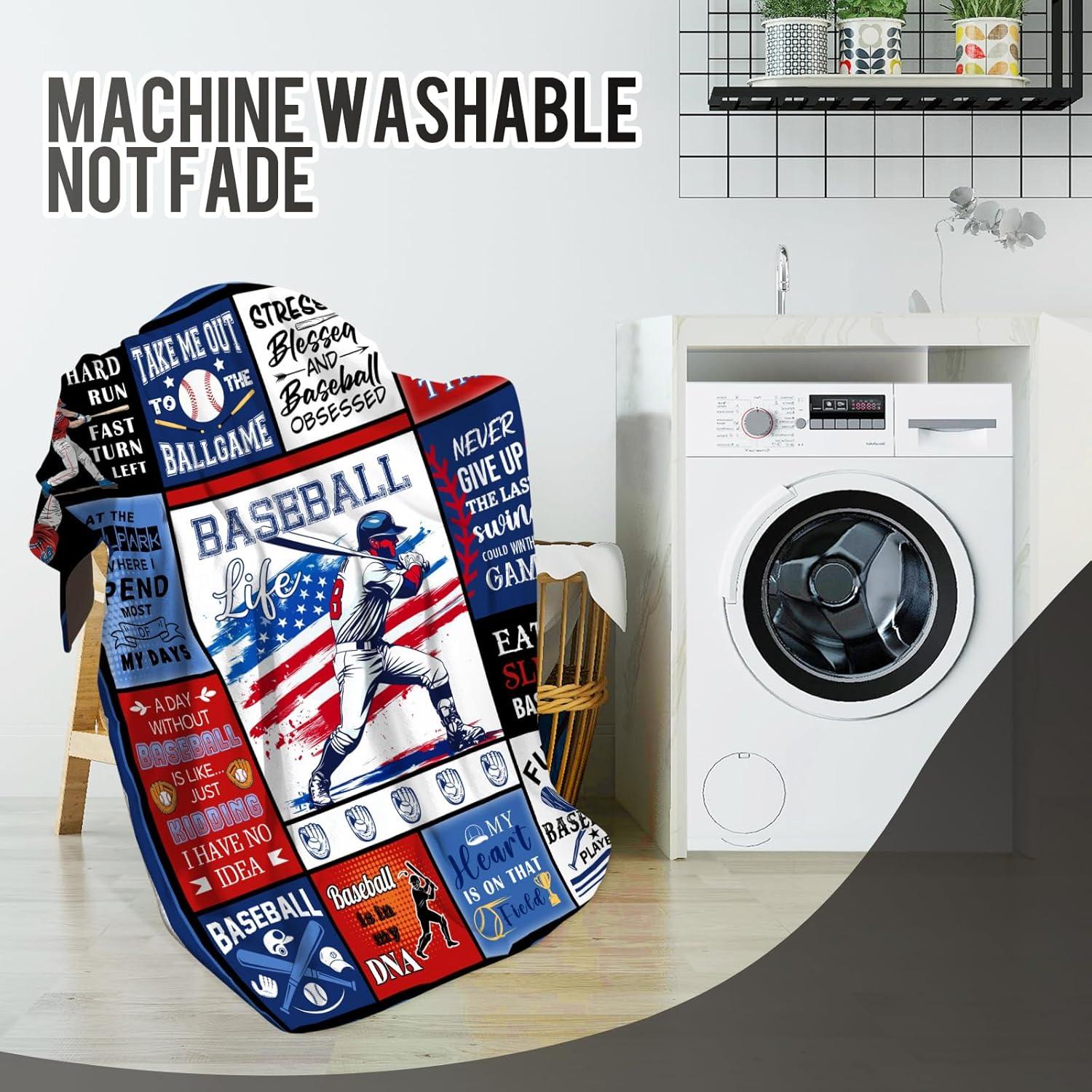 Manta de Béisbol Levens 127x152cm Azul, Suave y Liviana