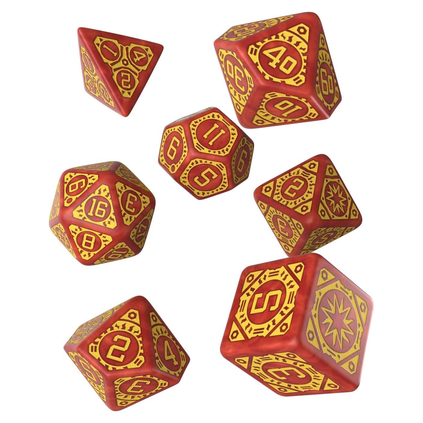 Q-Workshop Starfinder Dawn of Flame RPG Ornamented Dice Set 7 Polyhedral Pieces