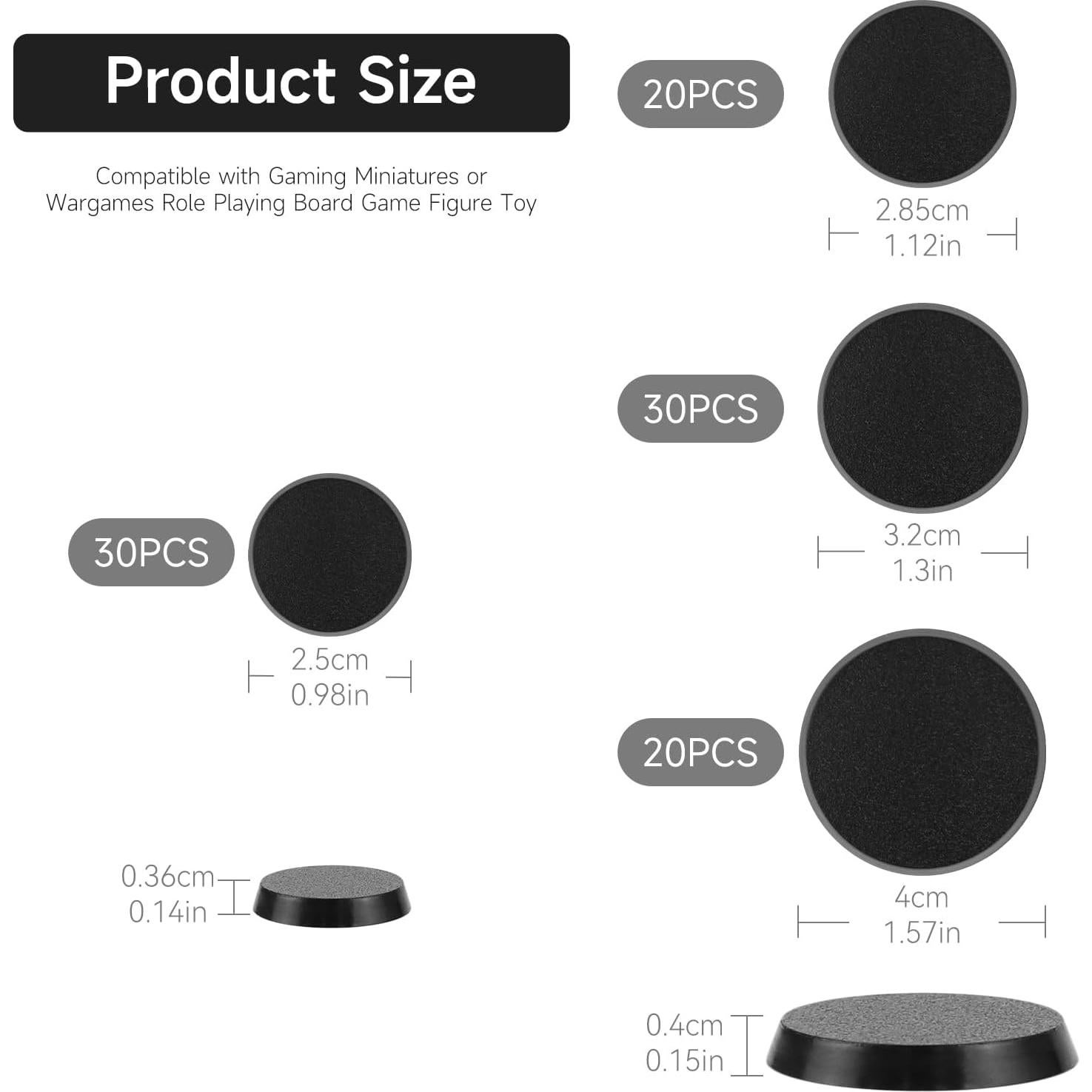 100 Piezas Bases de Acrílico para Miniaturas 25-40mm DisplayMore