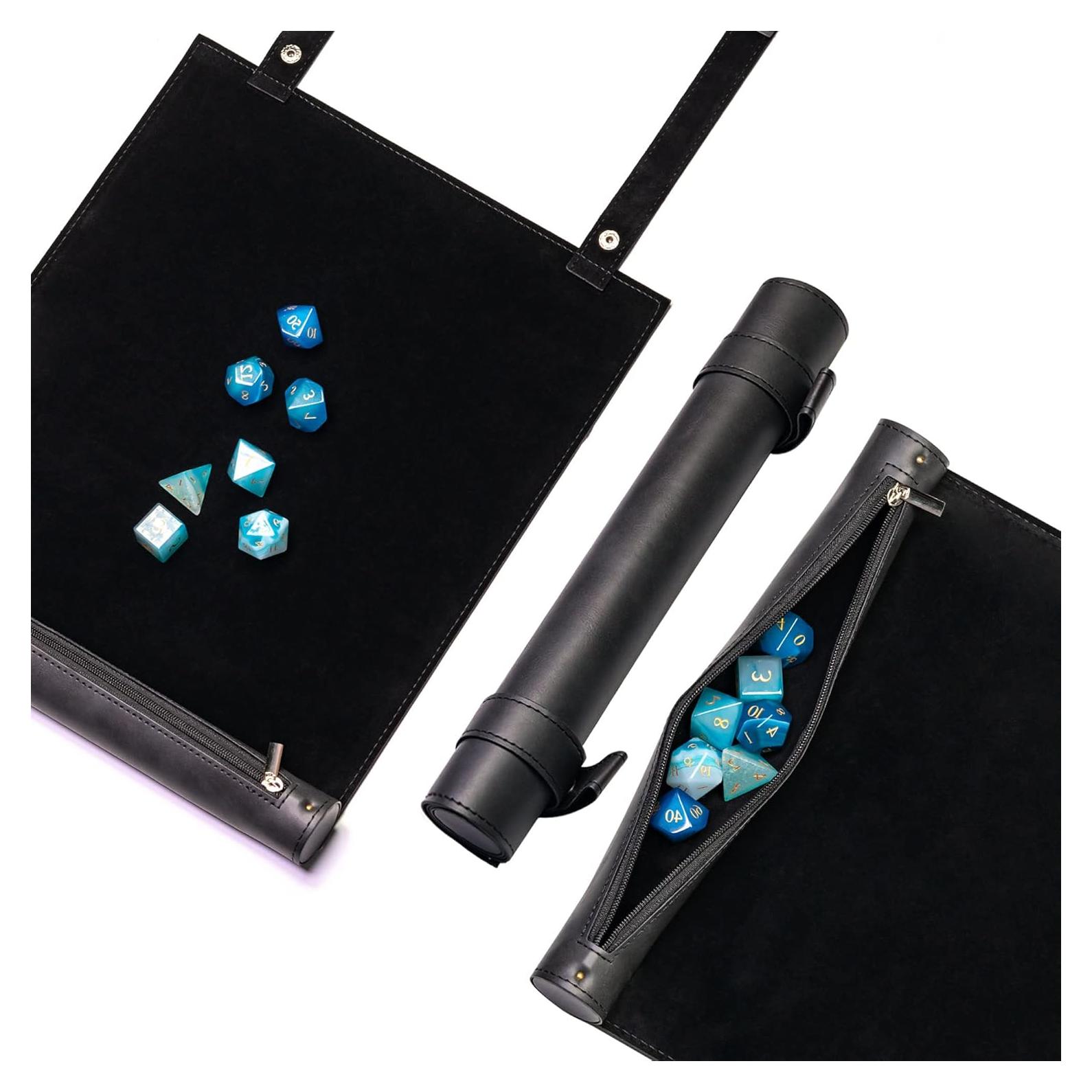 Alfombrilla y Soporte de Dados Cusdie 2 en 1 - Negro