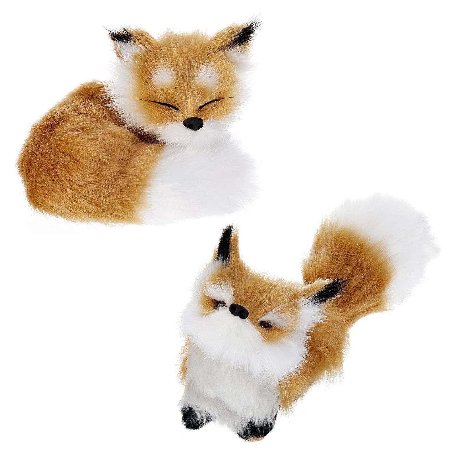 Juguete de Zorro de Peluche Chivao 2 Piezas Marrón 14x7 cm