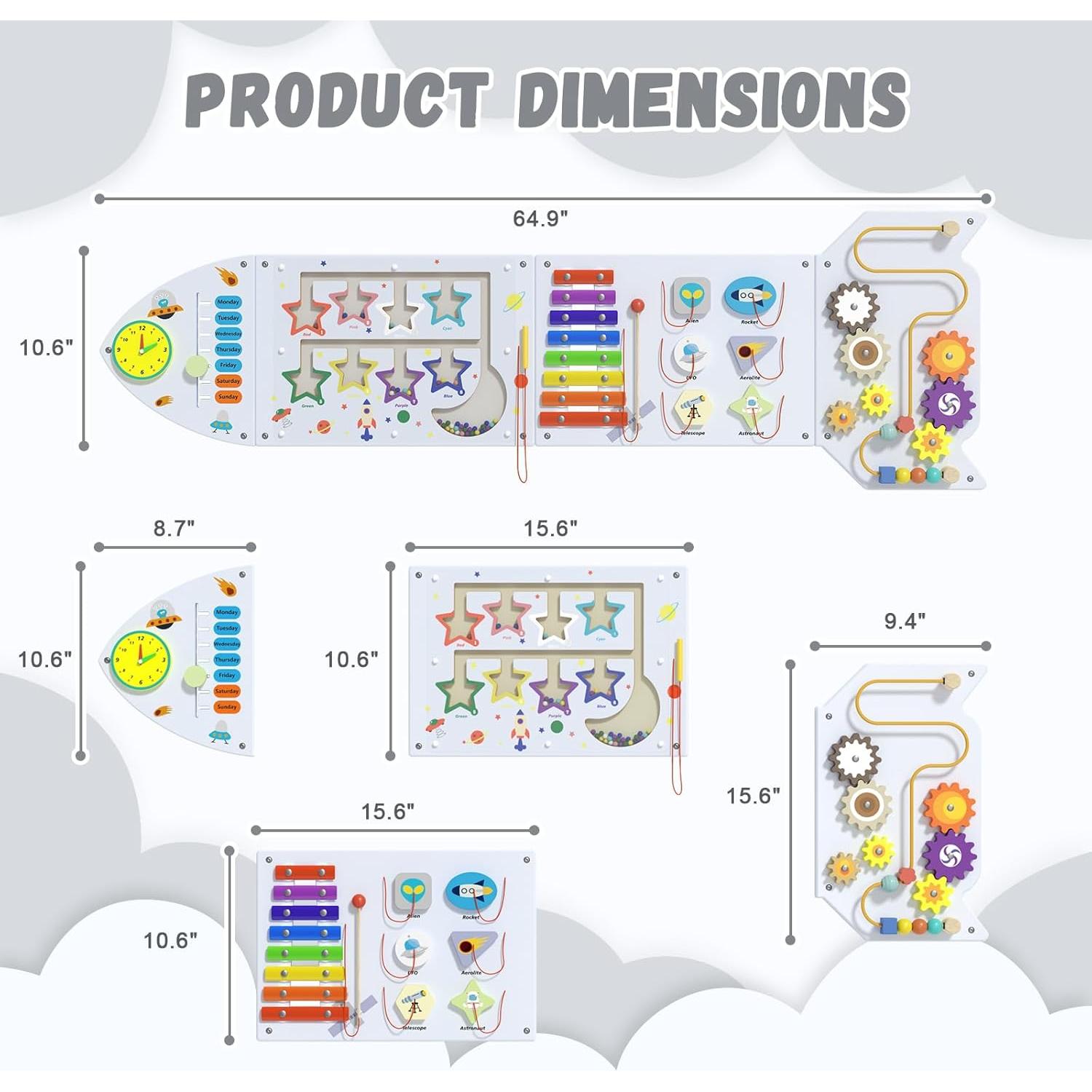 Paneles de Pared Sensoriales Spacocld 4 Piezas Actividades Niños