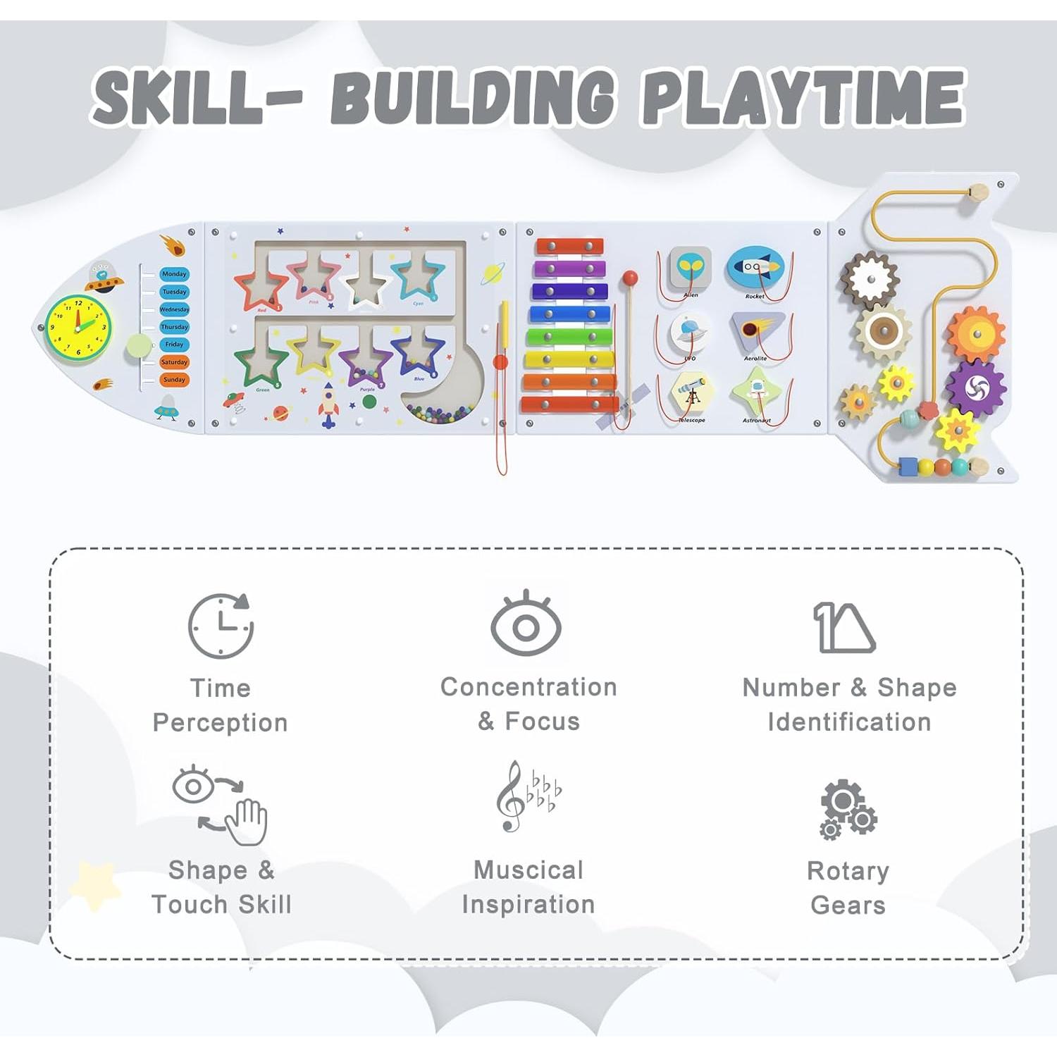 Paneles de Pared Sensoriales Spacocld 4 Piezas Actividades Niños