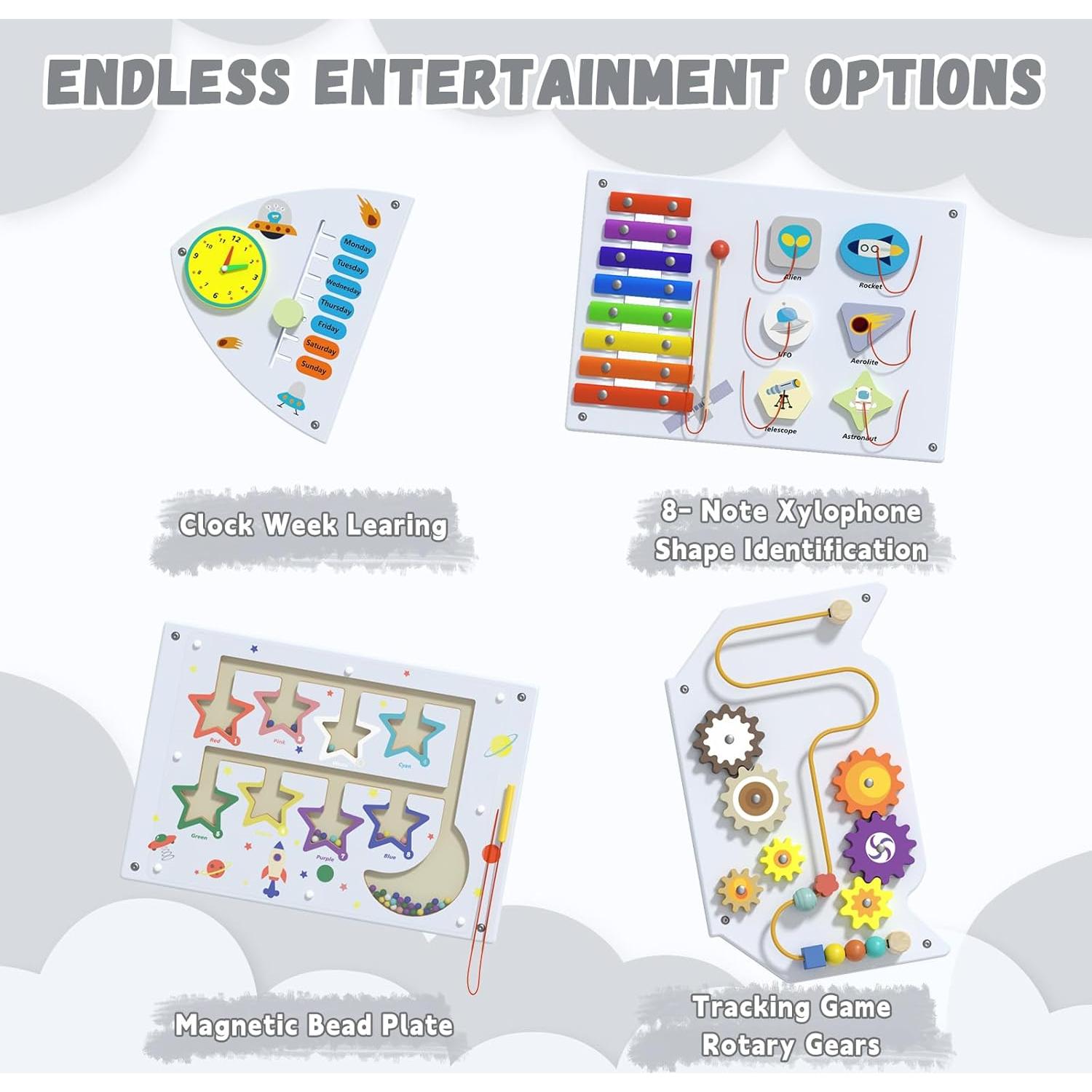 Paneles de Pared Sensoriales Spacocld 4 Piezas Actividades Niños