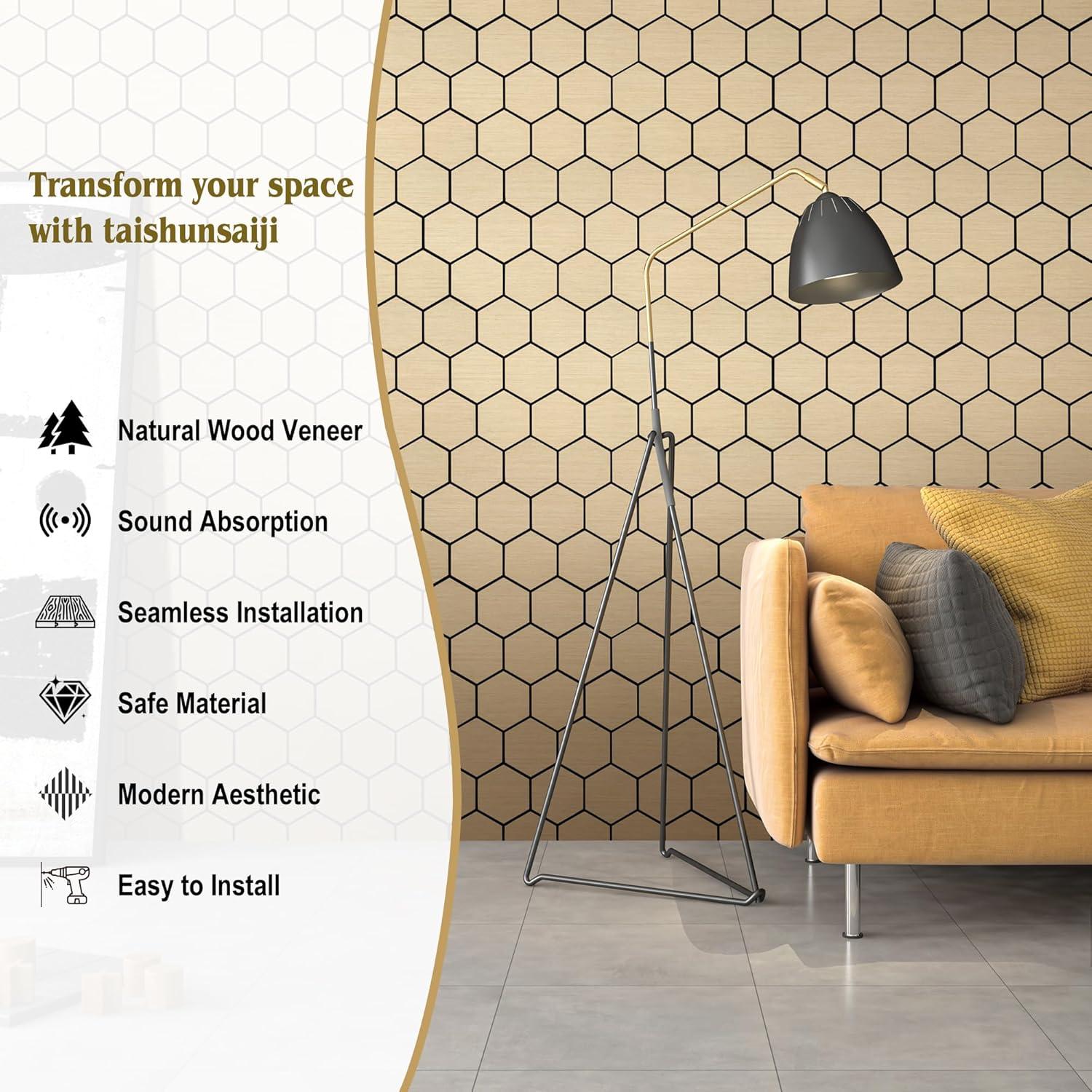 Paneles Acústicos Hexagonales Kieacia 2 Piezas Roble 60x60cm