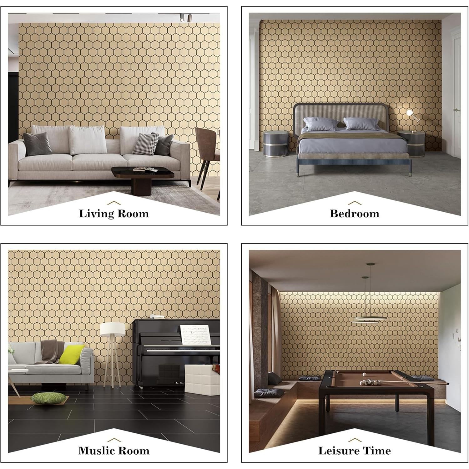 Paneles Acústicos Hexagonales Kieacia 2 Piezas Roble 60x60cm