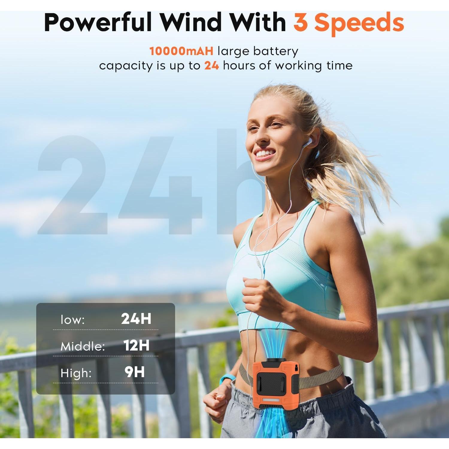 Ventilador de Cintura LOUISWARE FS-30 10000mAh 3 Velocidades