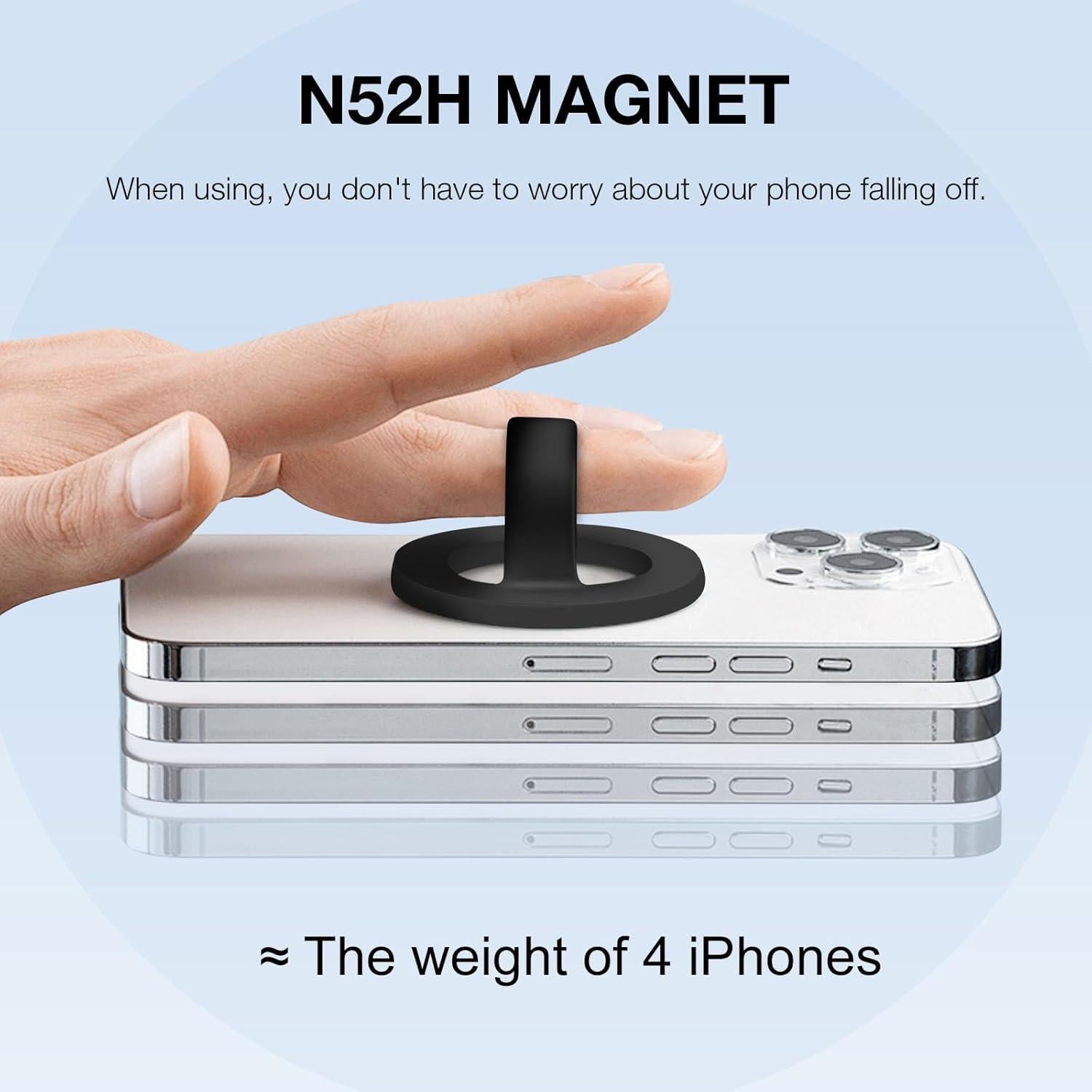 Agarrador Magnético para Teléfono Yovimak - Rotación 360° - Compatible iPhone 16/15/14/13/12 - Color Negro