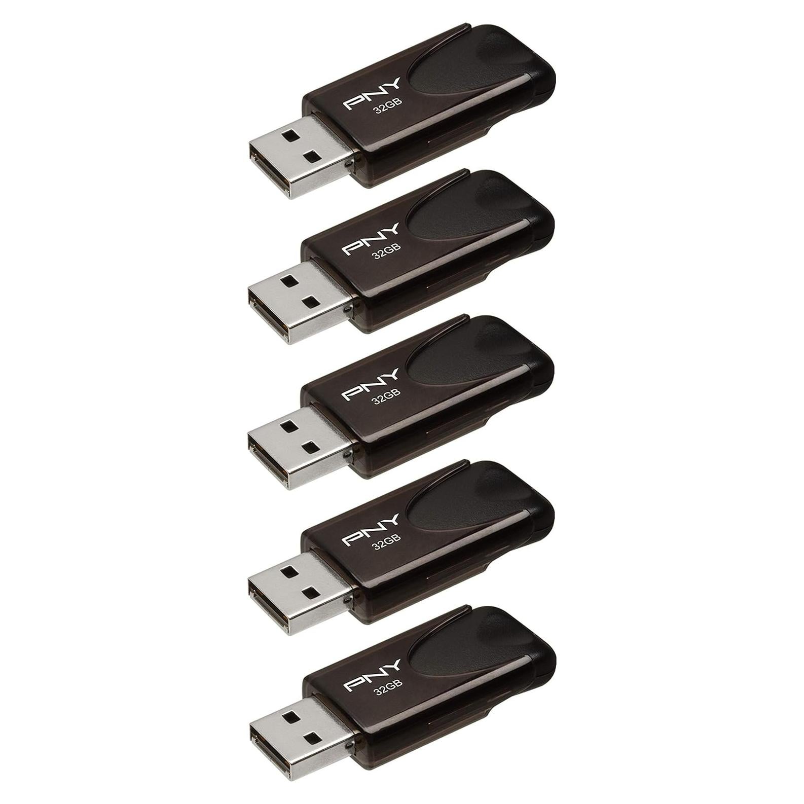 PNY 32GB Attaché 4 USB 2.0 Flash Drive Negro - Paquete de 5