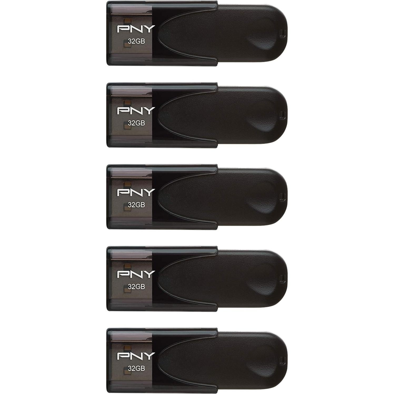 PNY 32GB Attaché 4 USB 2.0 Flash Drive Negro - Paquete de 5