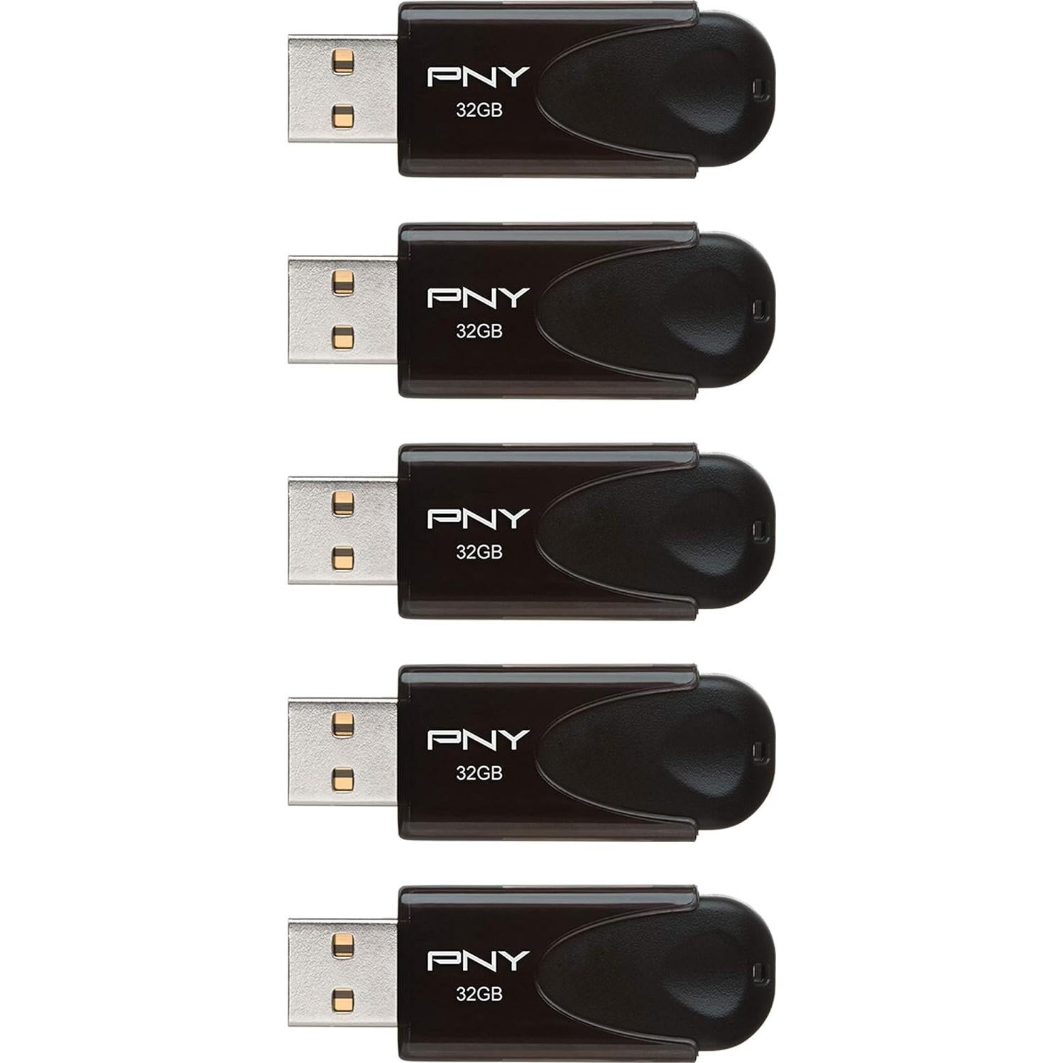 PNY 32GB Attaché 4 USB 2.0 Flash Drive Negro - Paquete de 5