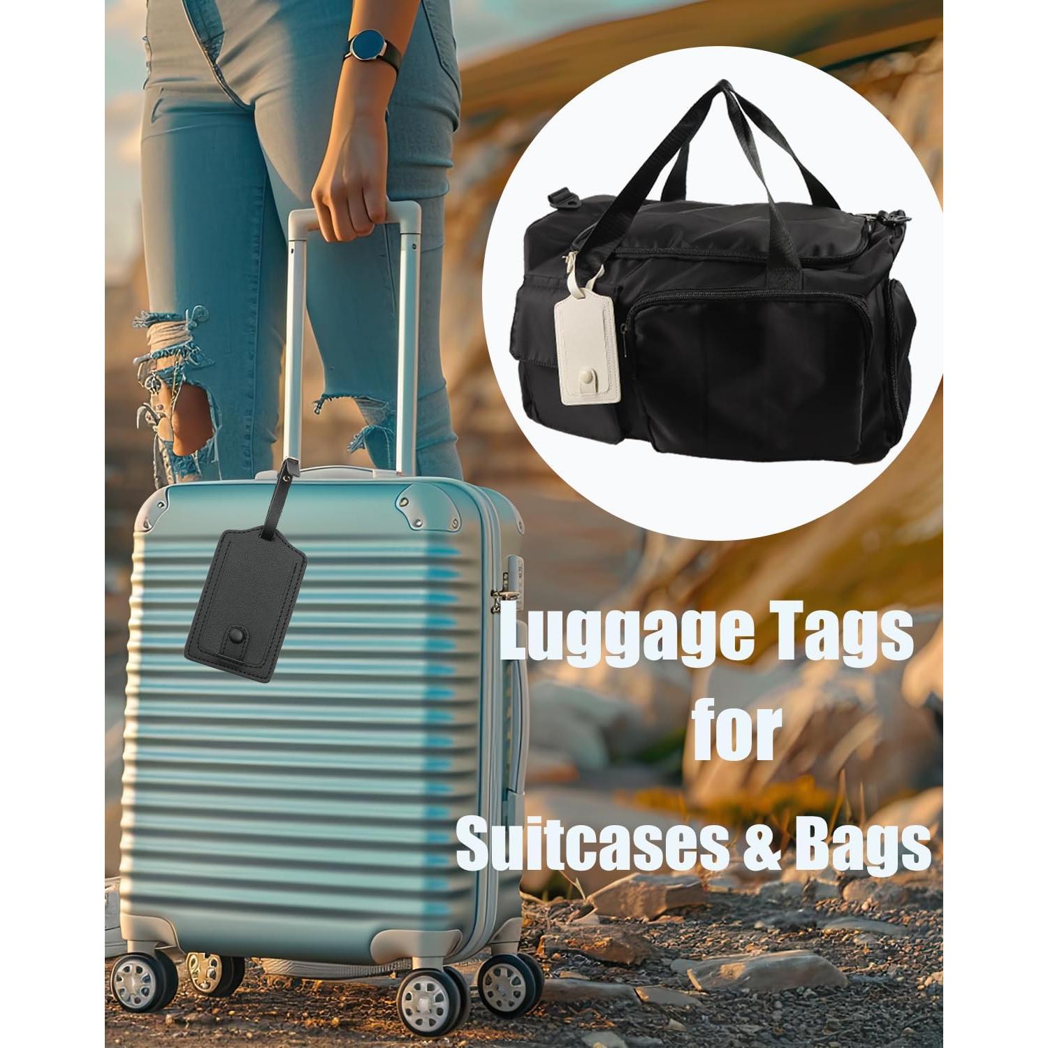 Etiquetas de Equipaje de Cuero PU COOLYOUTH - Negros