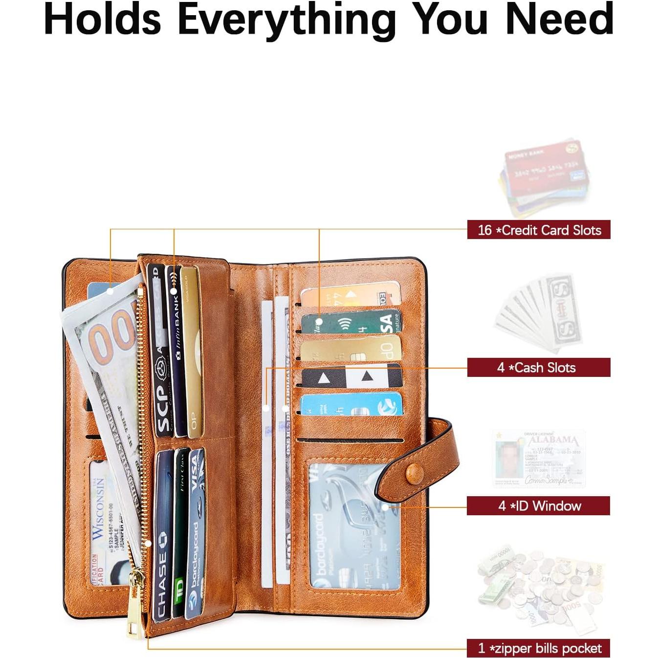 Cartera de Cuero BOSTANTEN para Mujeres con Bloqueo RFID Marrón