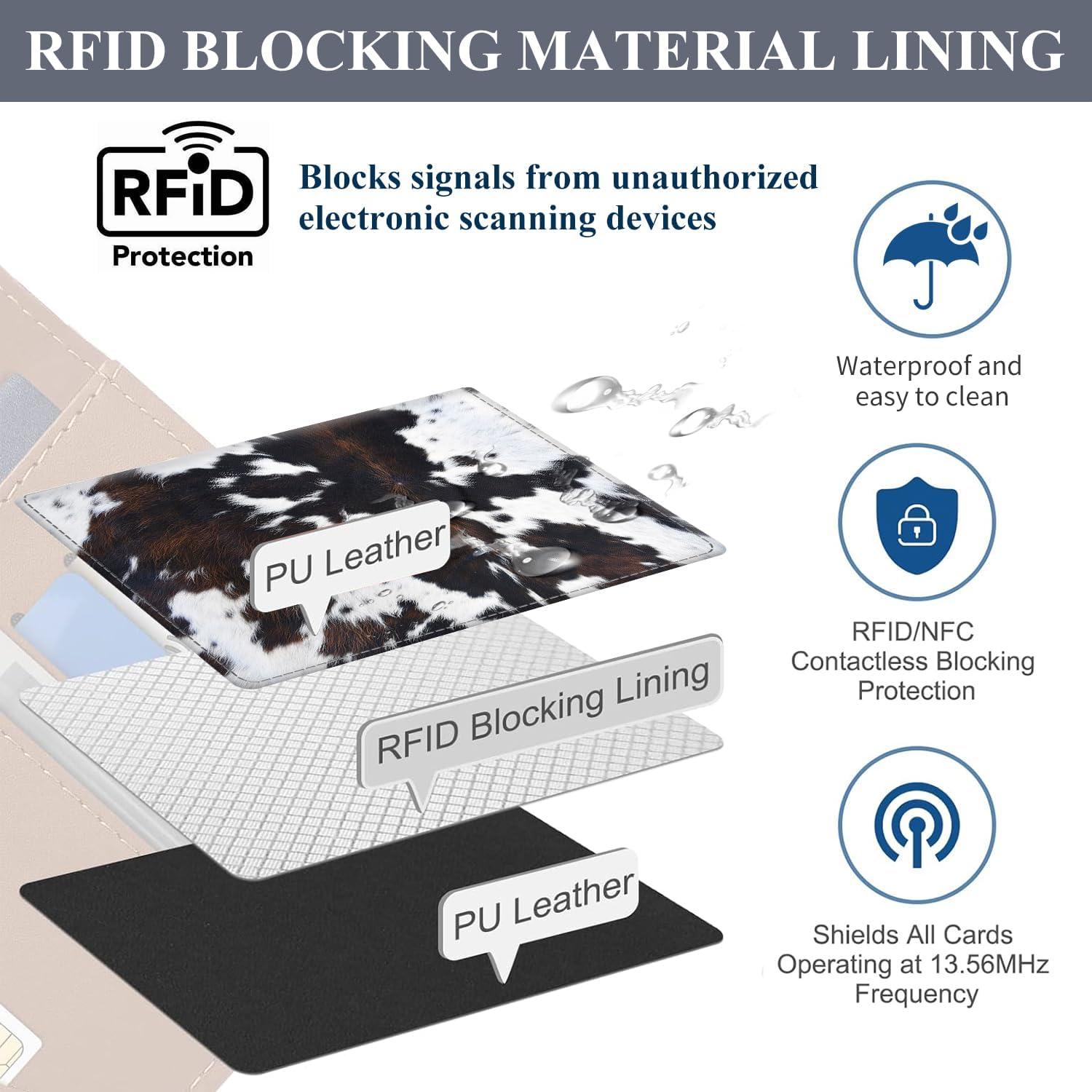 Portapasaportes de Cuero Premium RFID ATJFKIXL Negro Blanco
