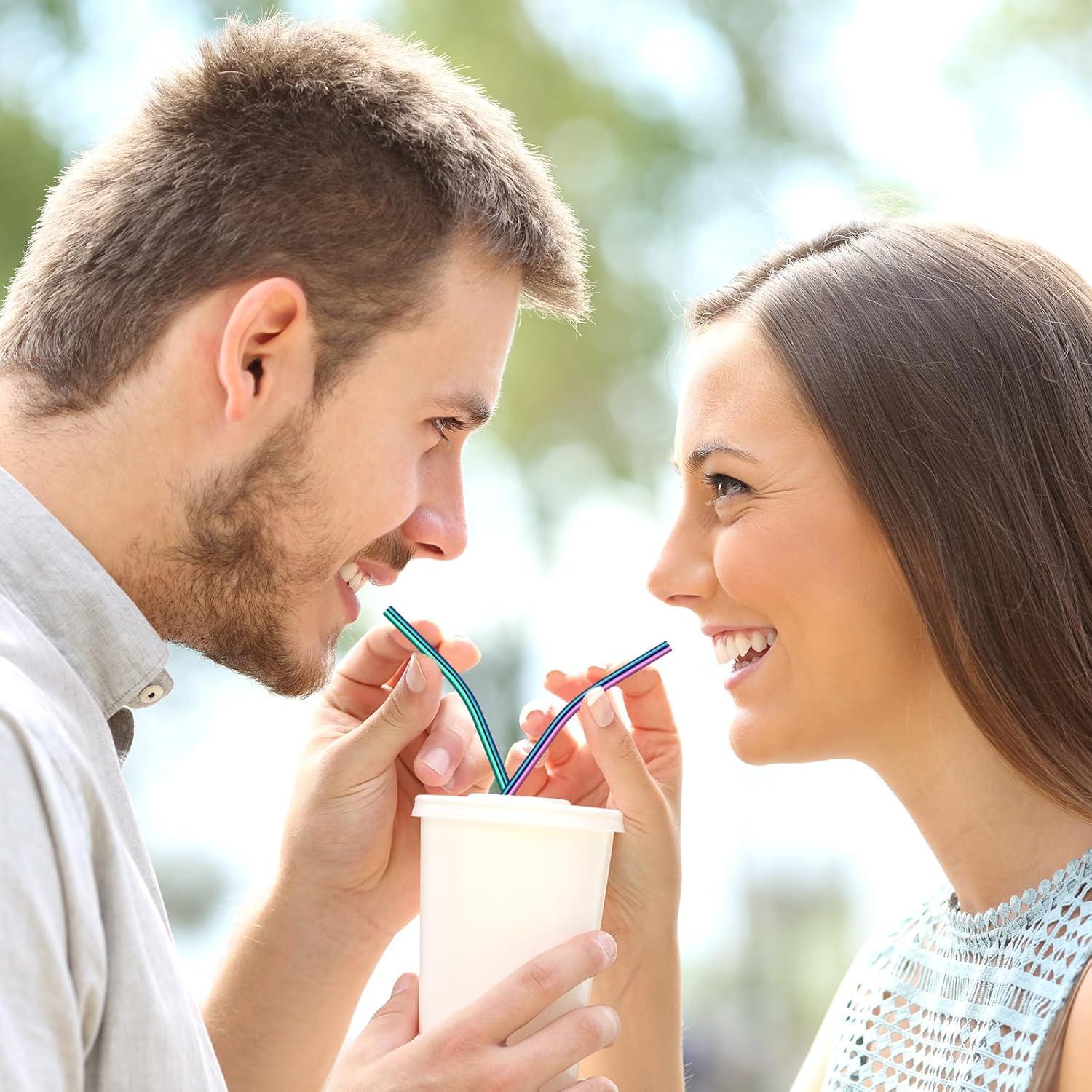 Pajitas de Acero Inoxidable Geiserailie 14" Rainbow - 8 Piezas