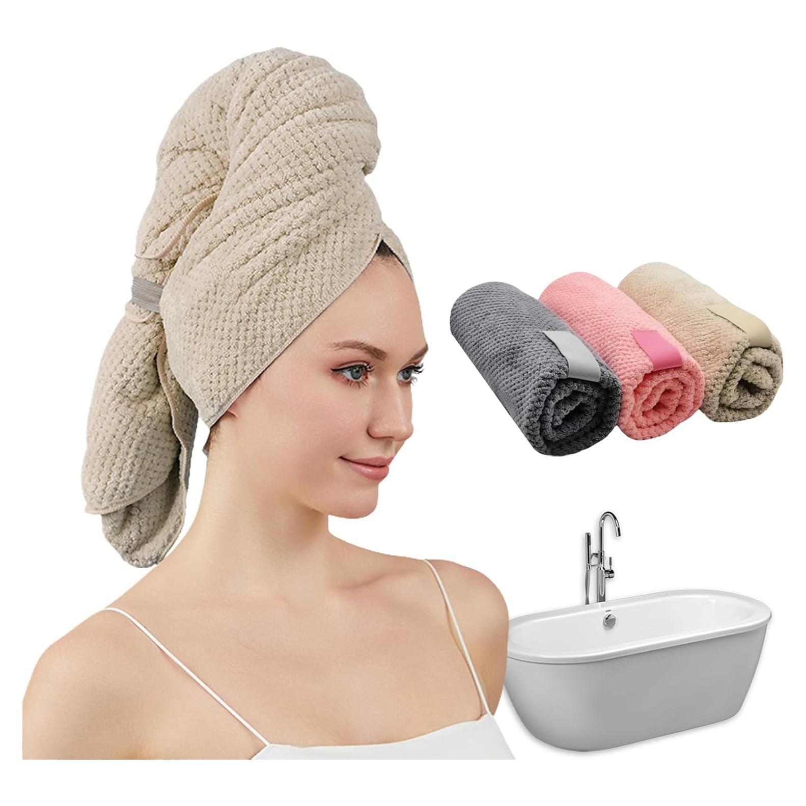 Toalla de Microfibra SURPRISE PIE Beige para Cabello Rizado 34x25 cm