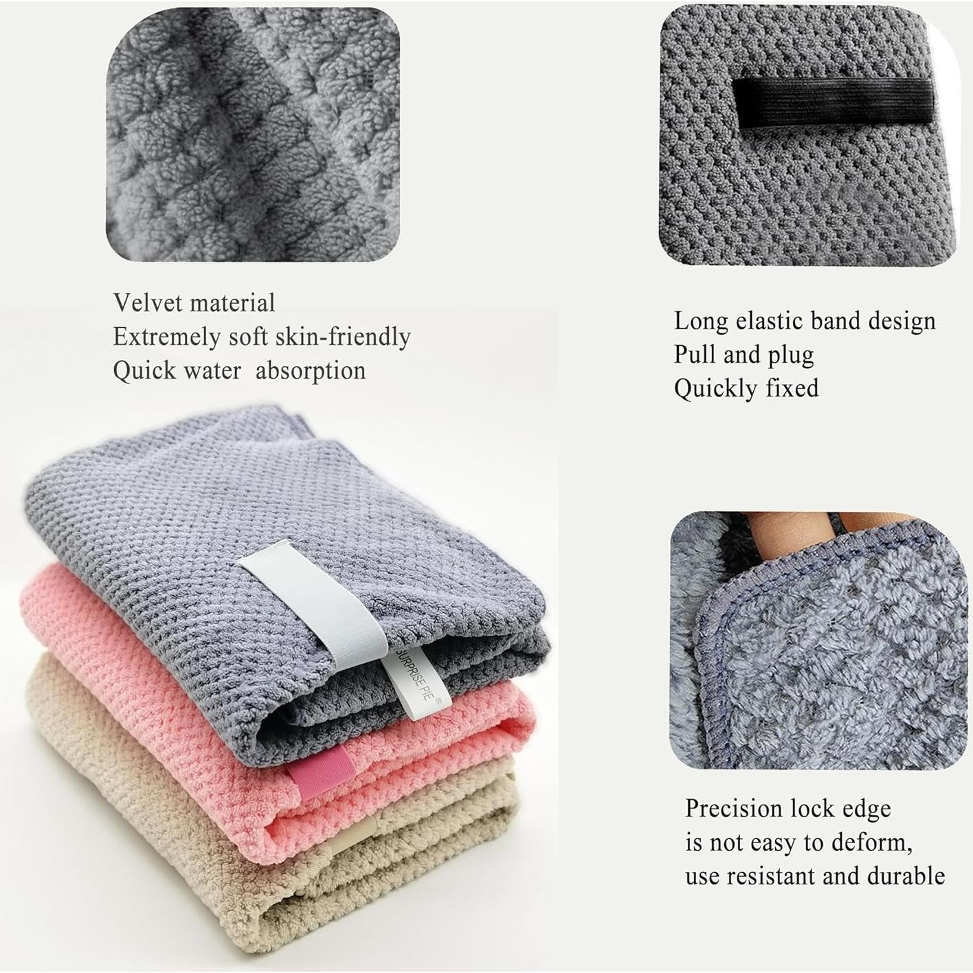 Toalla de Microfibra SURPRISE PIE Beige para Cabello Rizado 34x25 cm