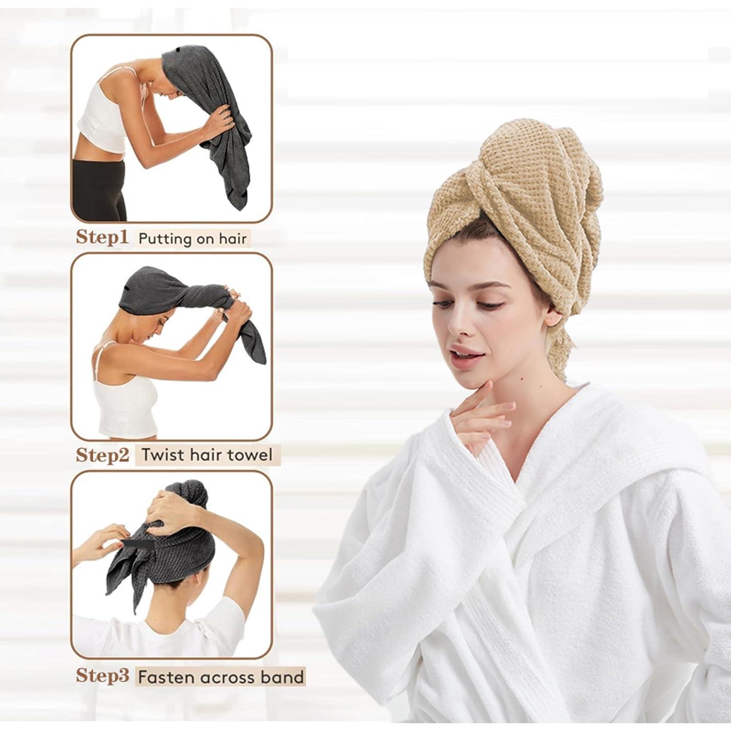 Toalla de Microfibra SURPRISE PIE Beige para Cabello Rizado 34x25 cm