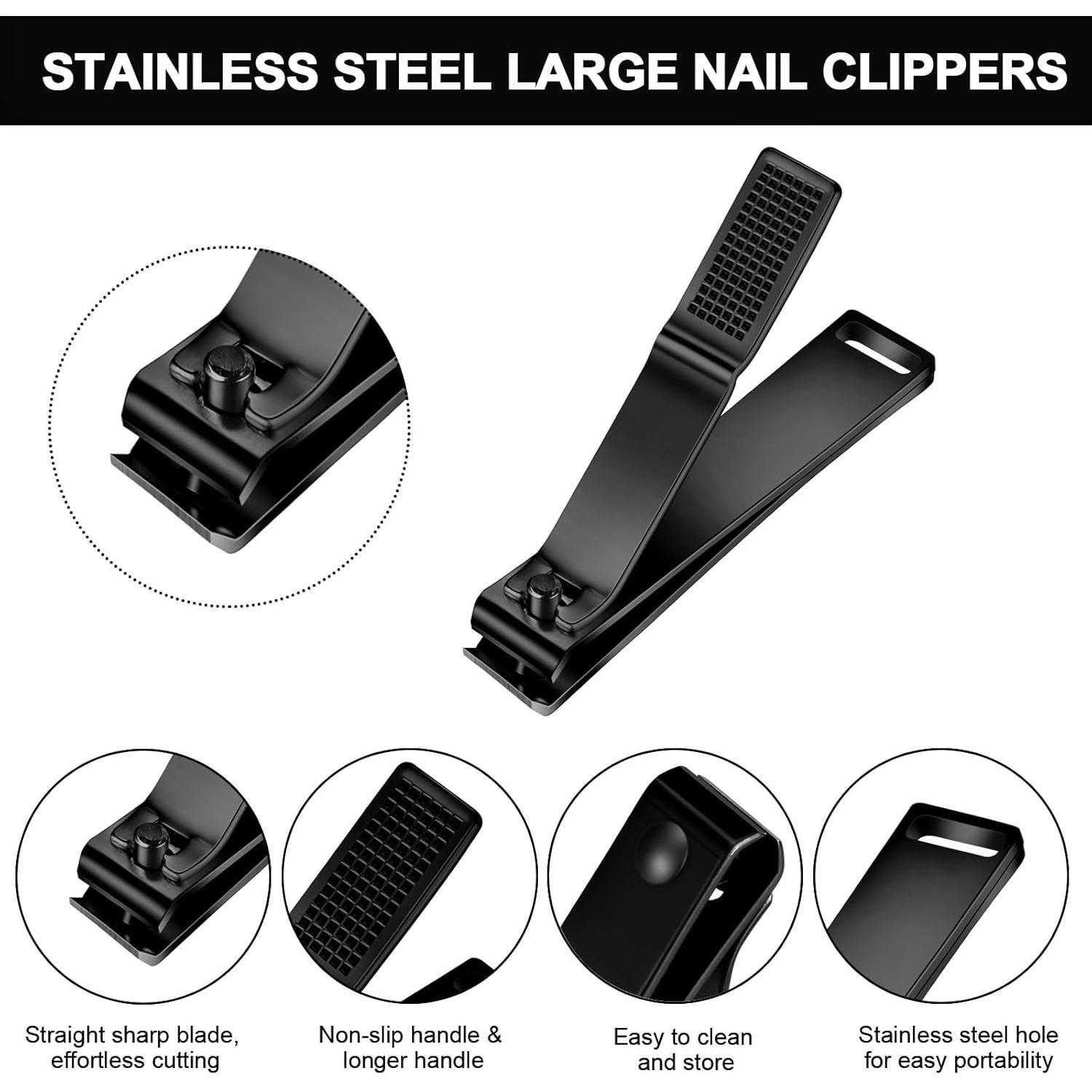 Cortauñas de Pies Mudder 6 Piezas Acero Inoxidable Negro