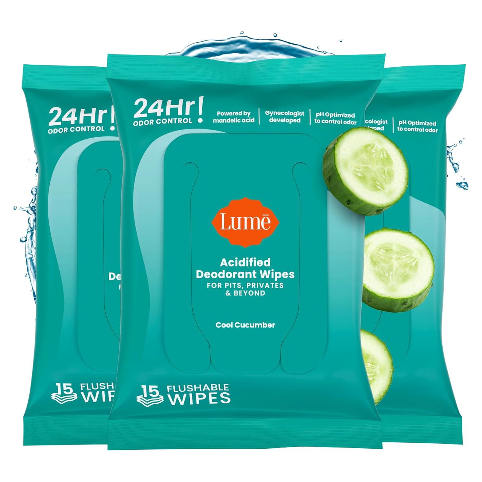 Toallitas Desodorantes Lume - 15 Unidades - Pepino Fresco - Control 24h