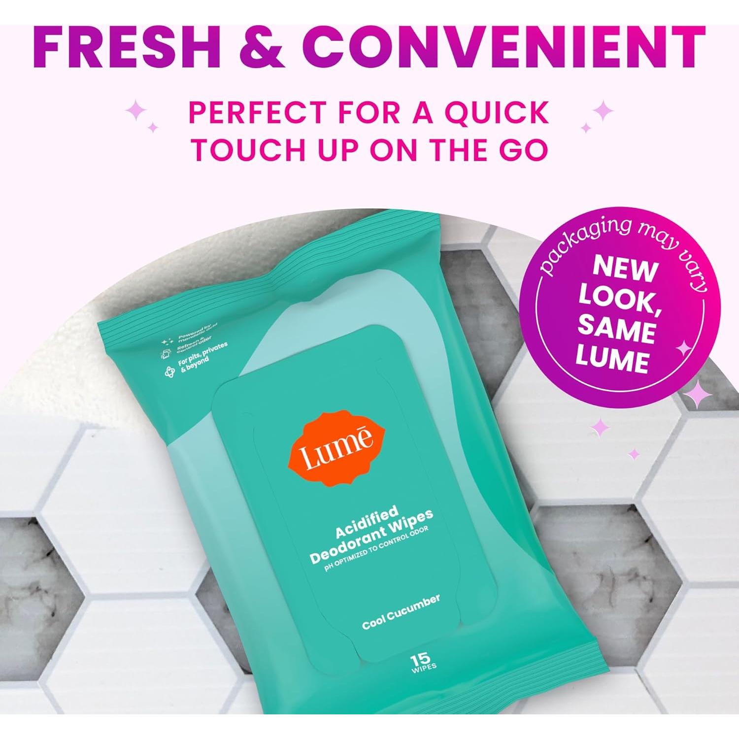 Toallitas Desodorantes Lume - 15 Unidades - Pepino Fresco - Control 24h