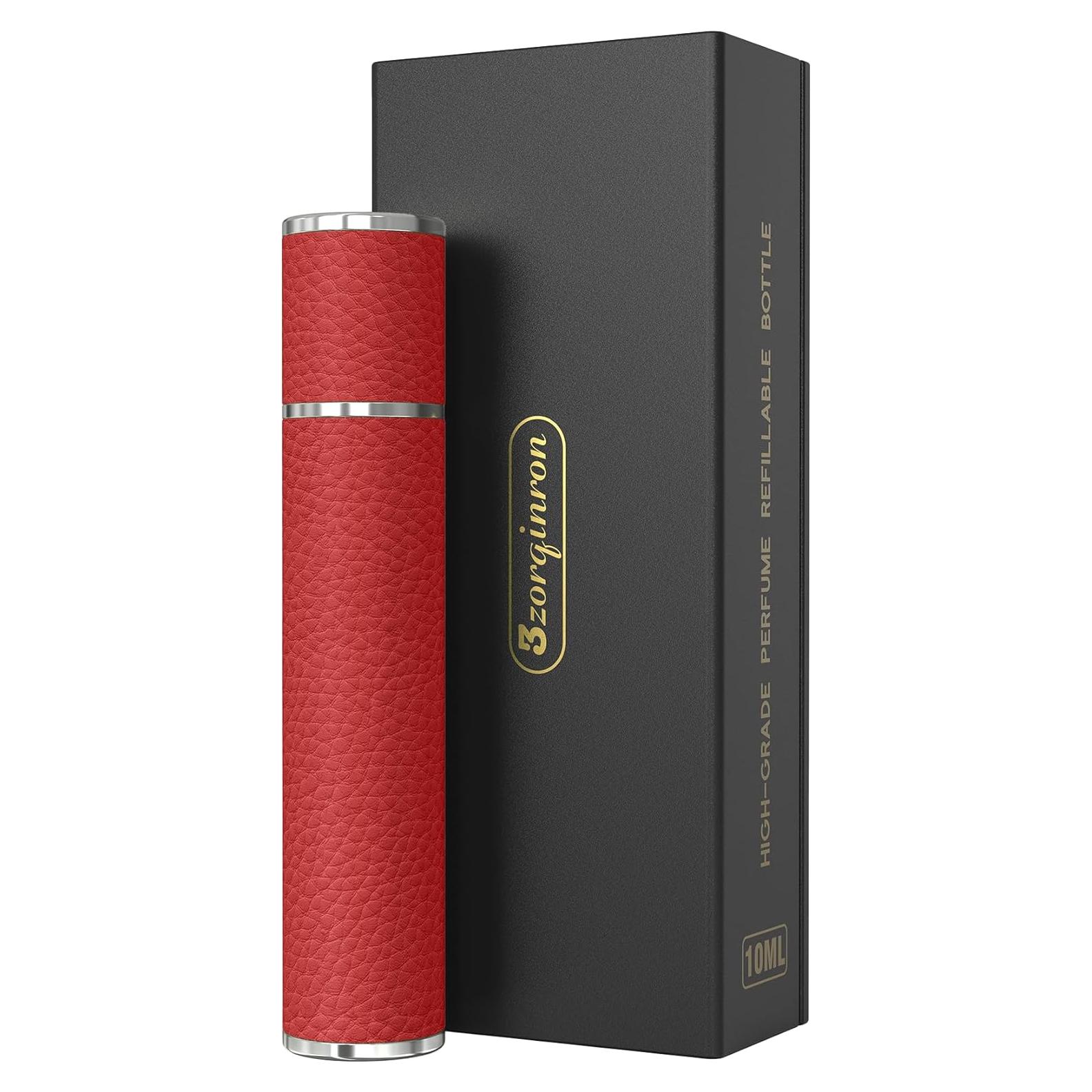 Atomizador de Perfume 10ml 3zorqinron Cuero Rojo Recargable