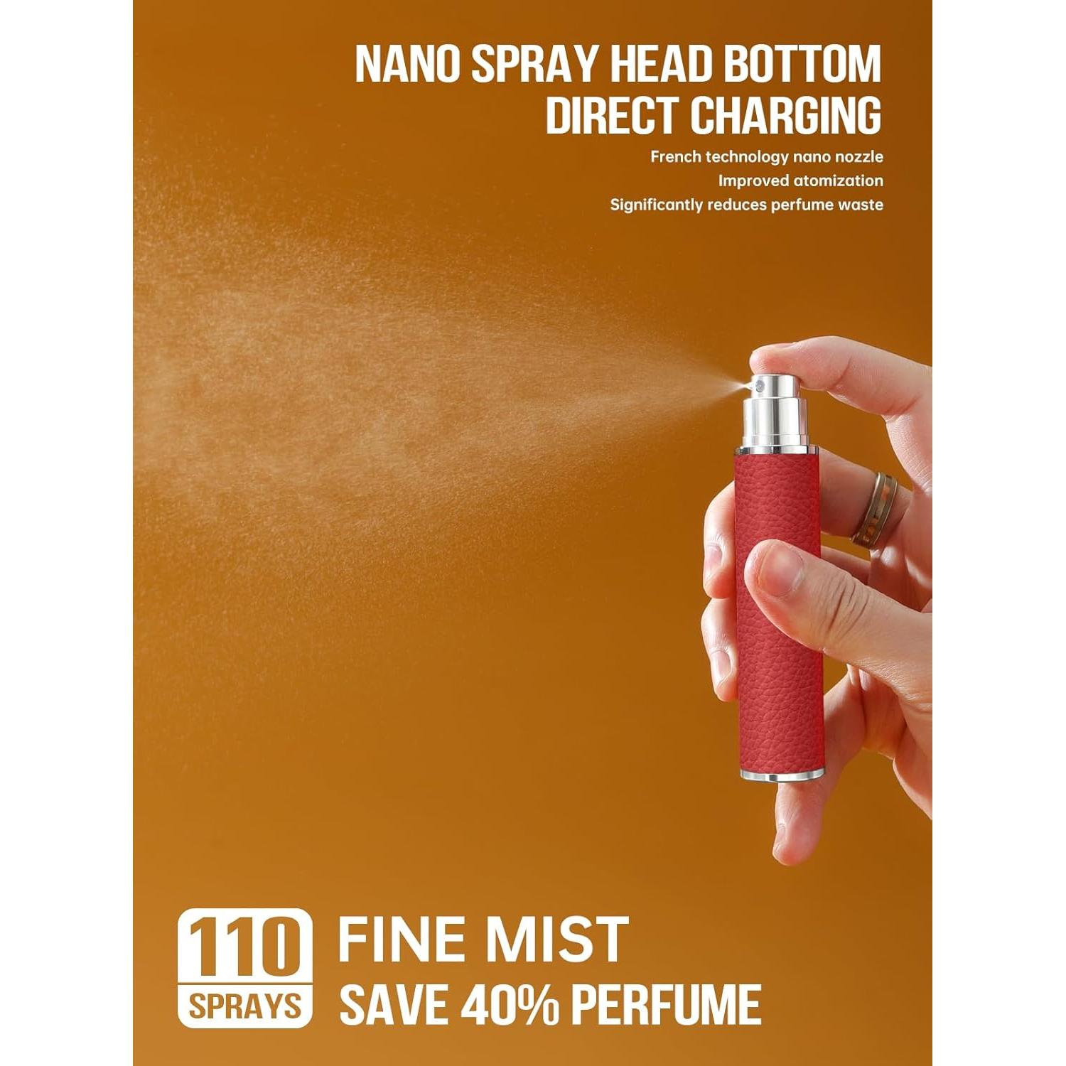 Atomizador de Perfume 10ml 3zorqinron Cuero Rojo Recargable