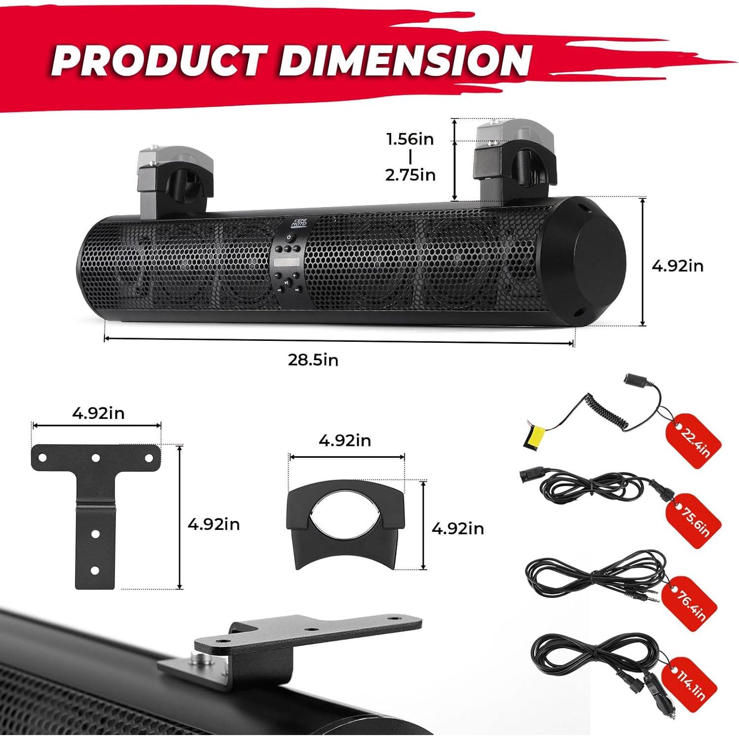 KEMIMOTO Barra de Sonido 500W 71cm Impermeable Bluetooth