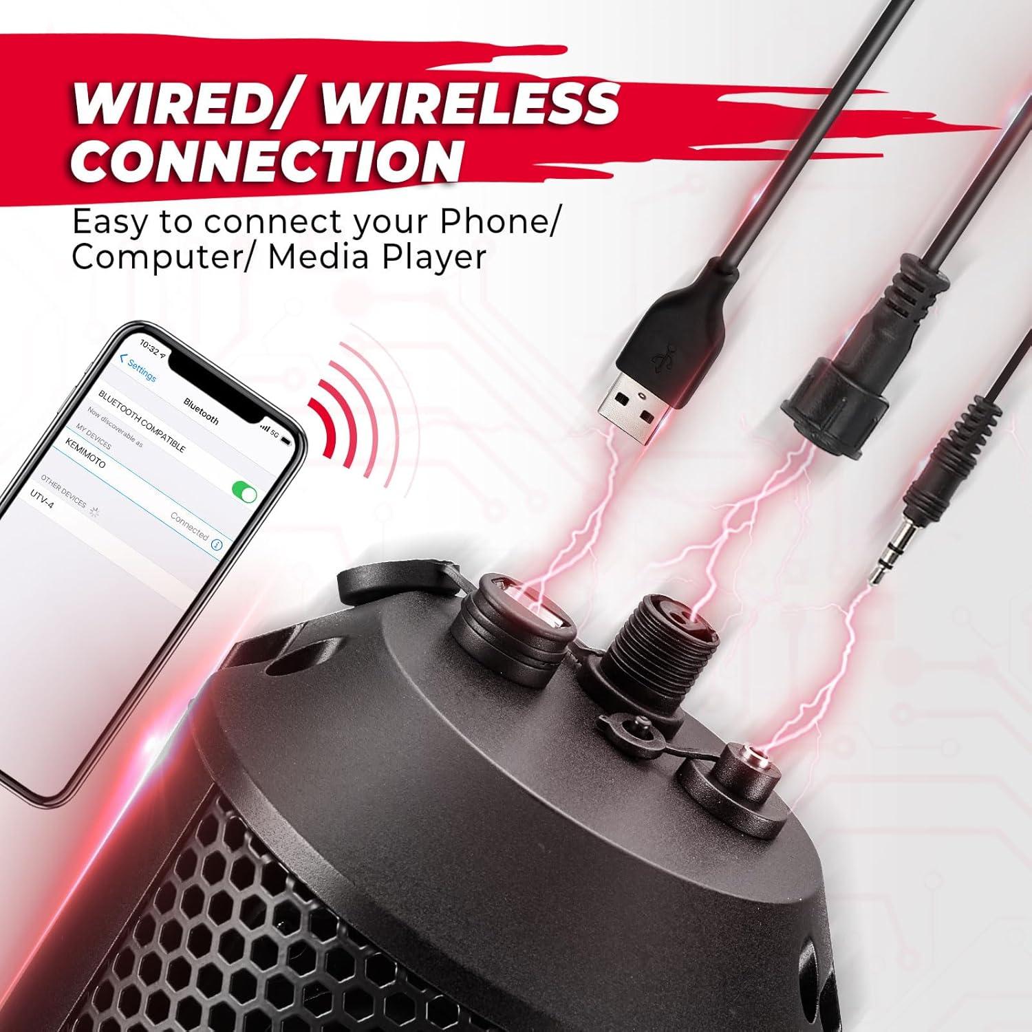 KEMIMOTO Barra de Sonido 500W 71cm Impermeable Bluetooth