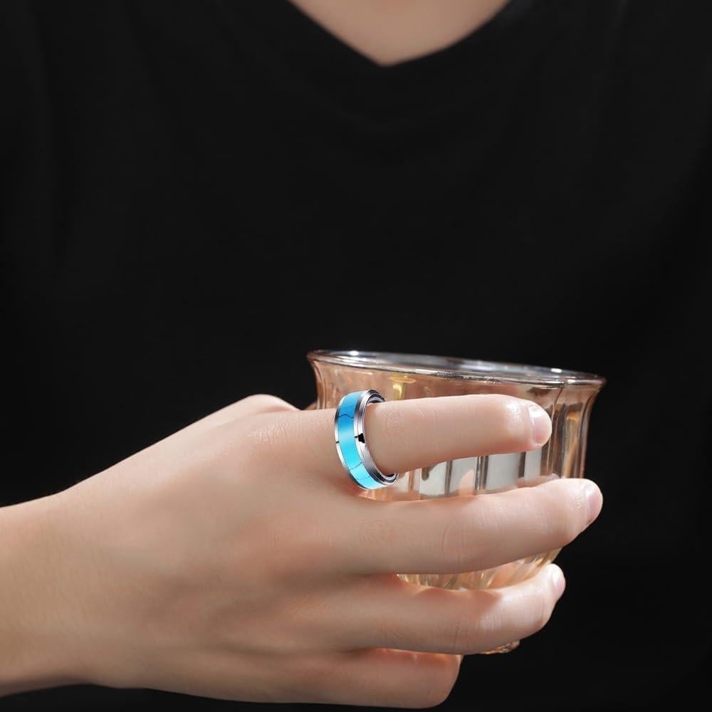 Anillo de Turquesa MYNENEY de Acero Inoxidable para Hombres