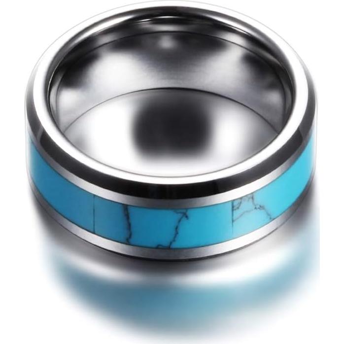 Anillo de Turquesa MYNENEY de Acero Inoxidable para Hombres