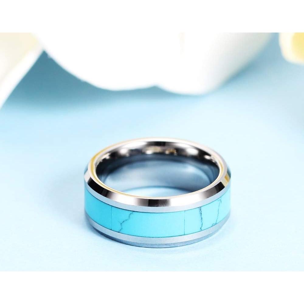 Anillo de Turquesa MYNENEY de Acero Inoxidable para Hombres