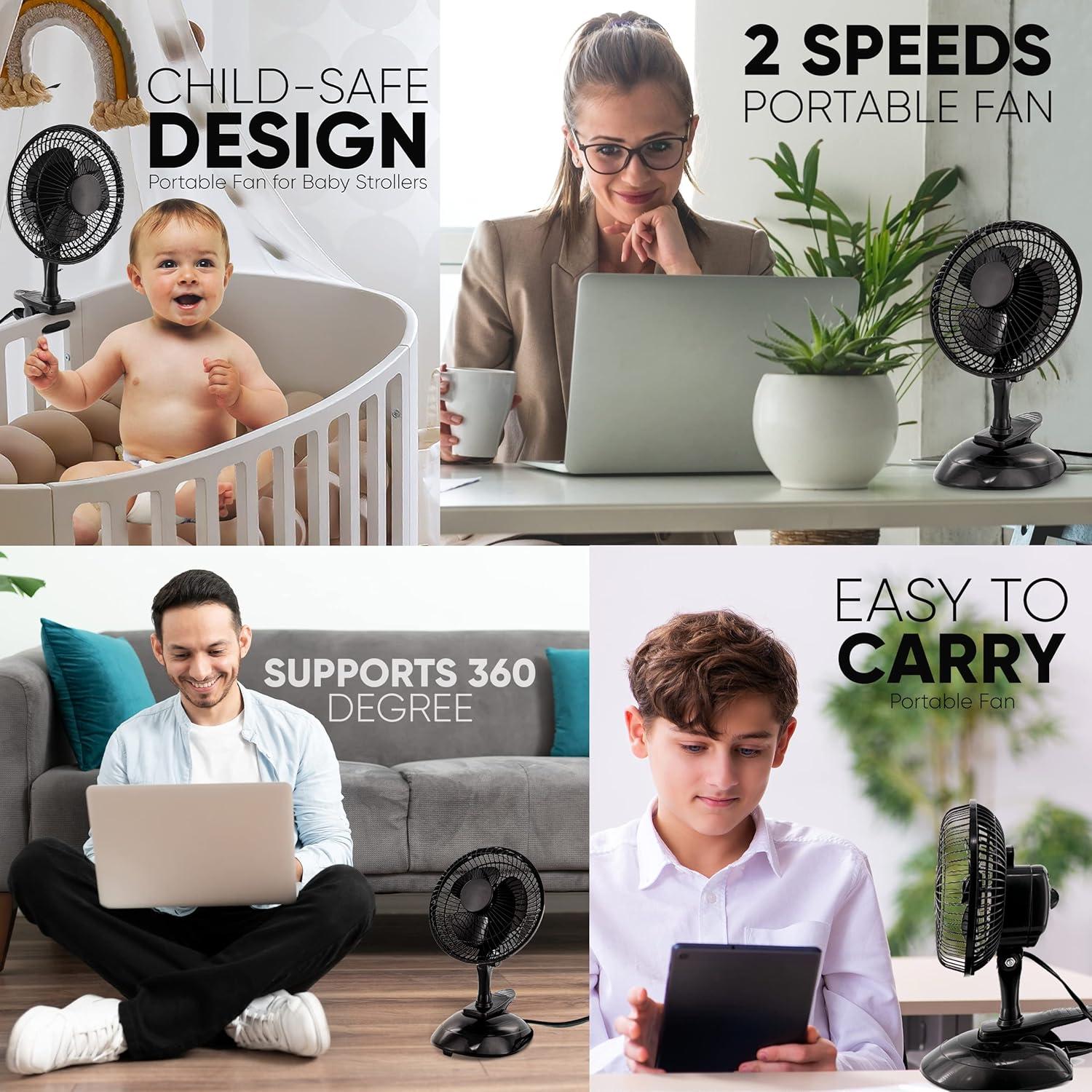 Ventilador de escritorio RamPro 6.35 cm 2 velocidades negro